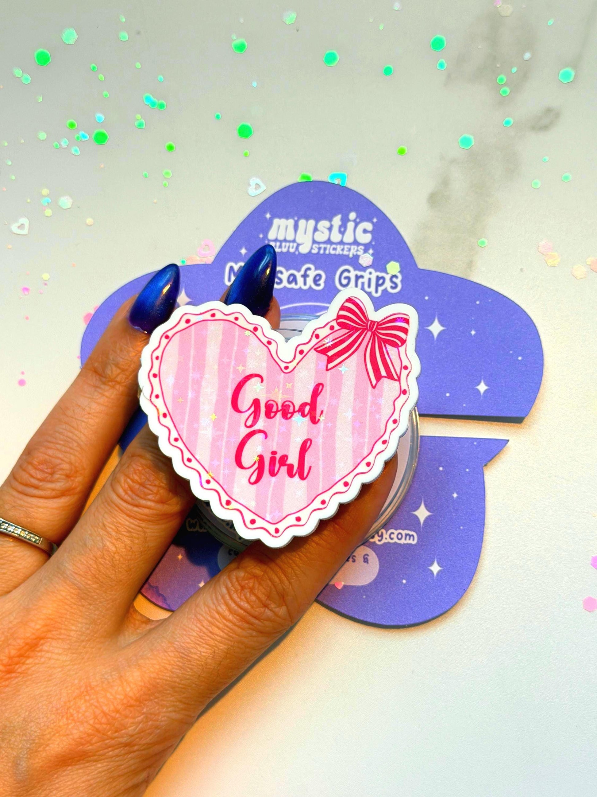 Good Girl Heart MagSafe Kindle Grip: Coquette Pink Phone Stand