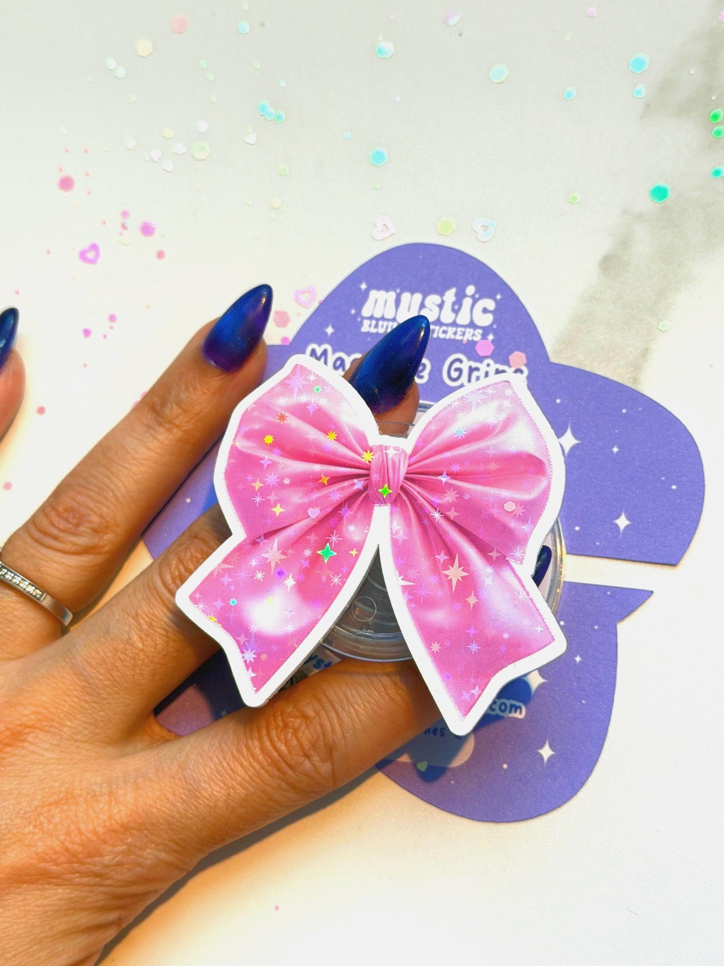 Pink Bow MagSafe Kindle Grip: Coquette Phone Stand