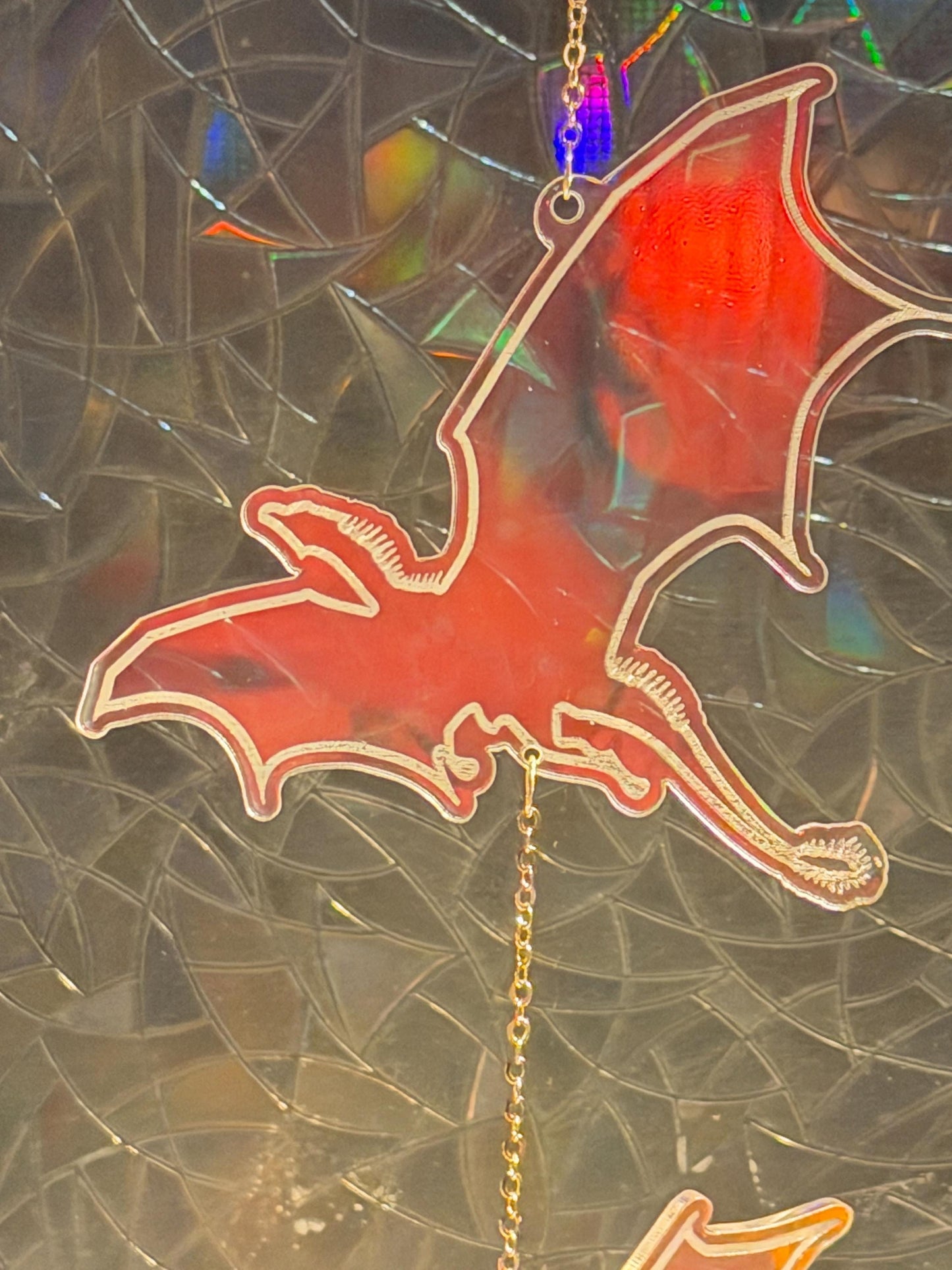 Book Dragon Iridescent Sun Catcher, Fantasy Window Prism Decor, Dark Academia Reading Nook Hanging