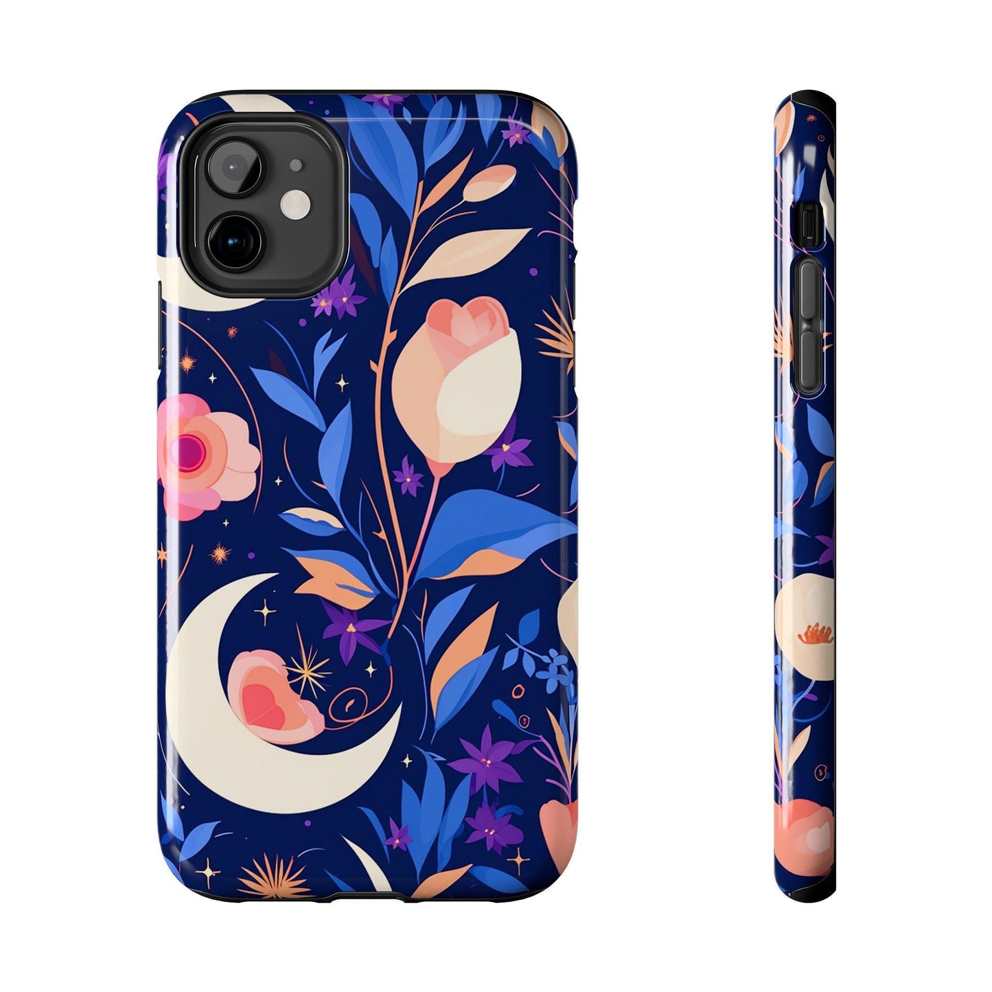 Moon & Floral Pattern phone case | Tough Phone Cases