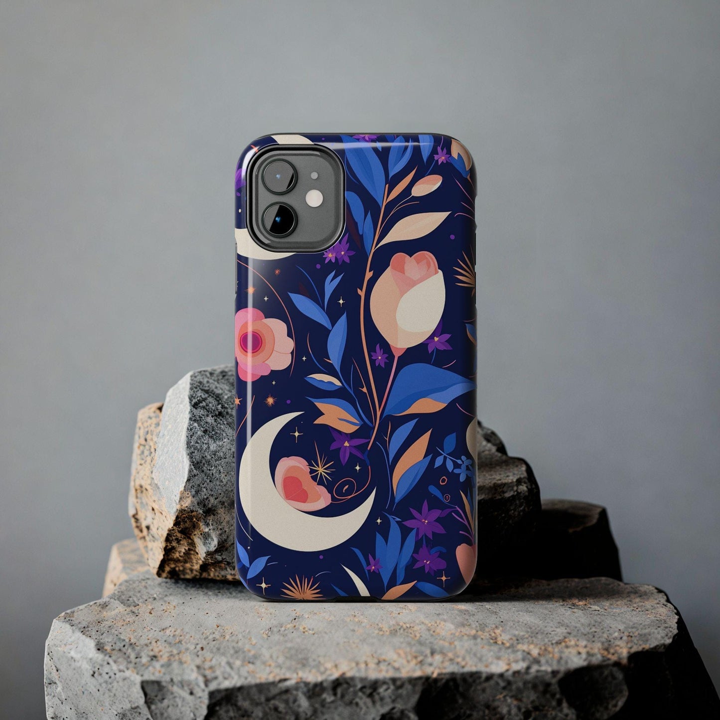 Moon & Floral Pattern phone case | Tough Phone Cases