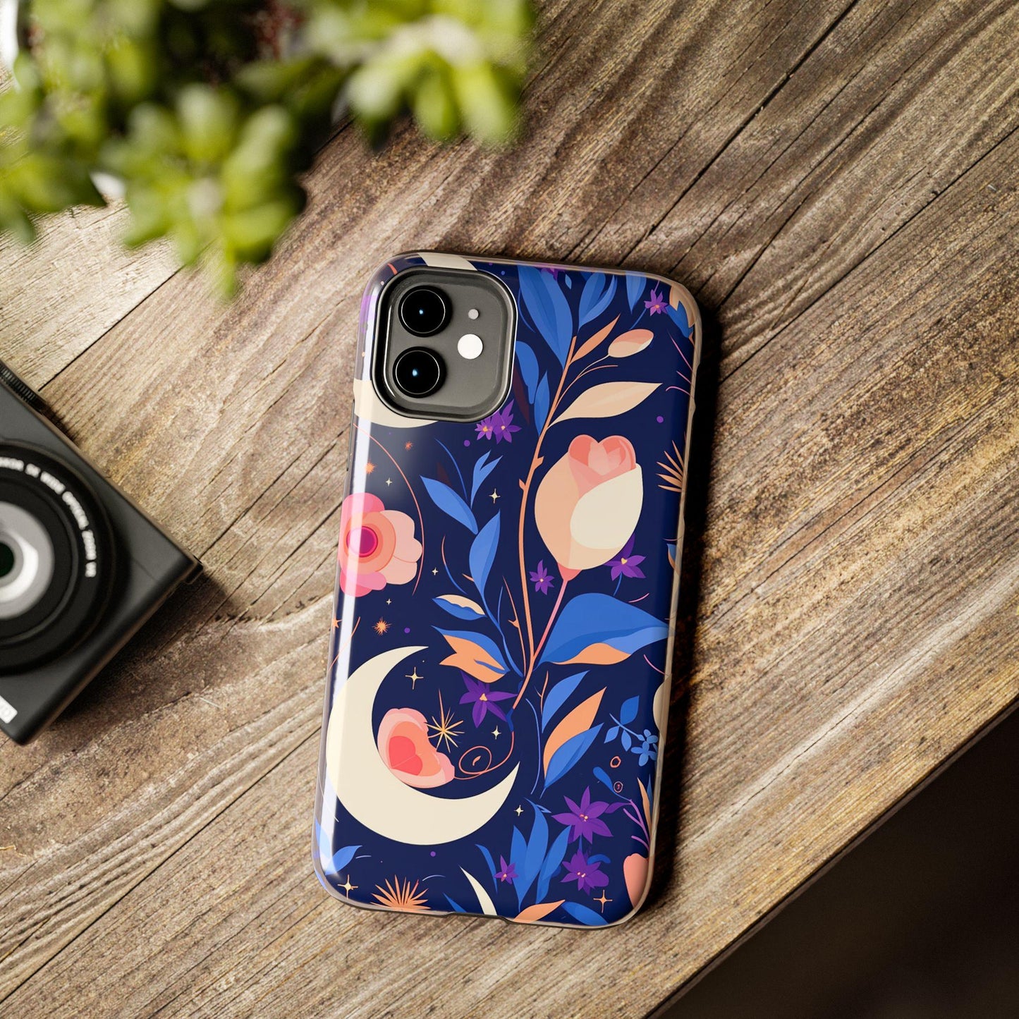 Moon & Floral Pattern phone case | Tough Phone Cases