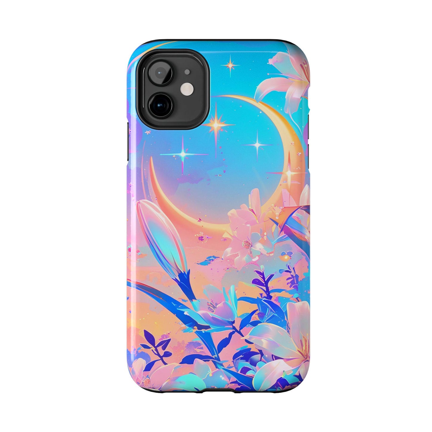 Pastel Crescent Moon phone case | dreamy floral celestial iPhone cover