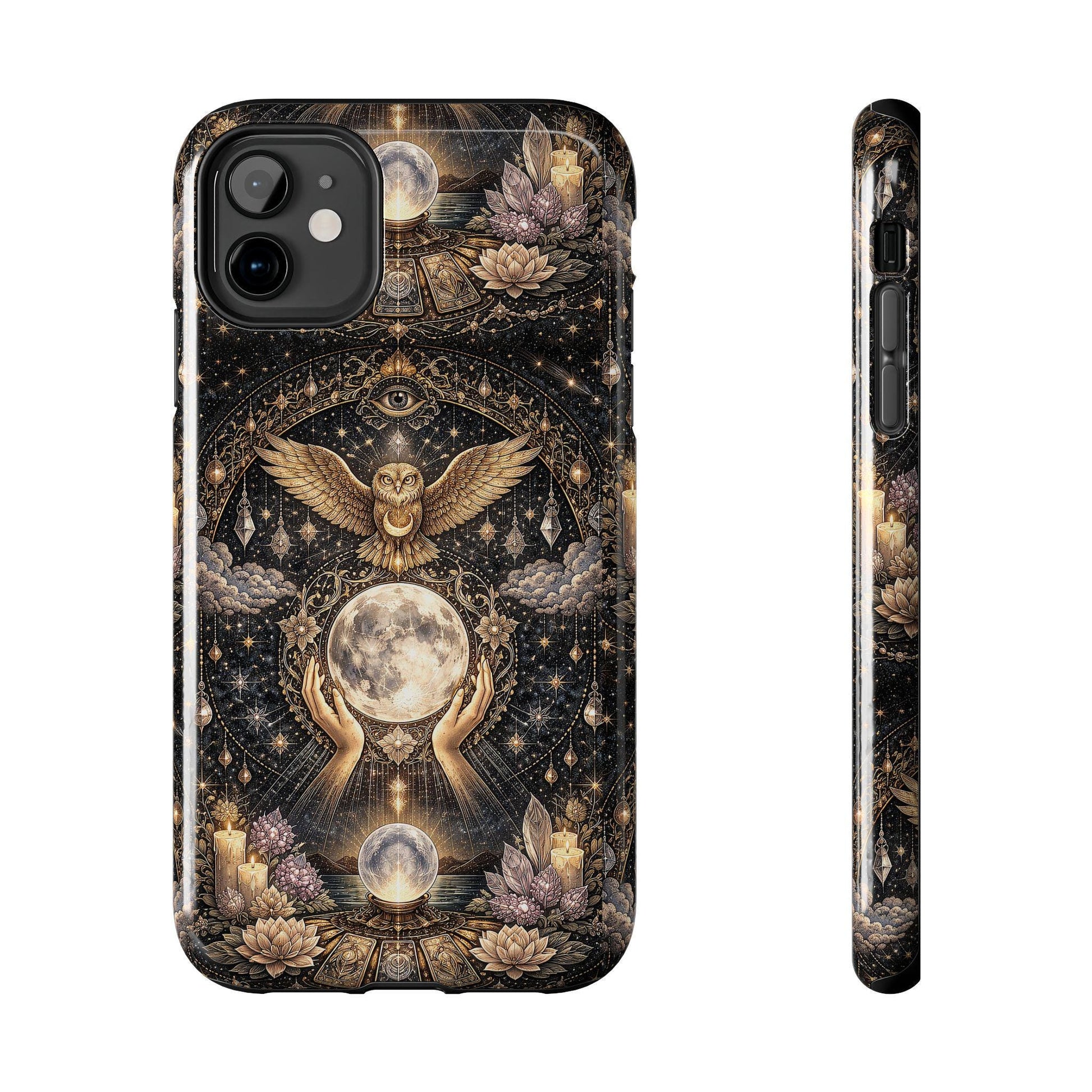 Celestial Owl Oracle Moon Phone Case, Crystal Ball Mystic Witch Case iPhone cover