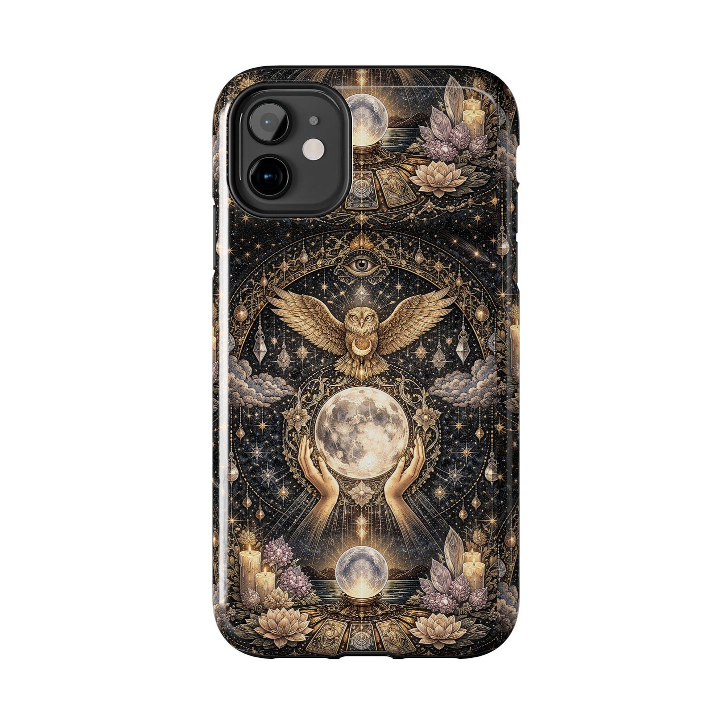 Celestial Owl Oracle Moon Phone Case, Crystal Ball Mystic Witch Case iPhone cover