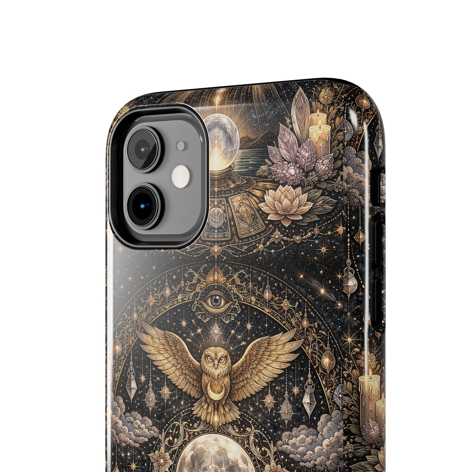 Celestial Owl Oracle Moon Phone Case, Crystal Ball Mystic Witch Case iPhone cover