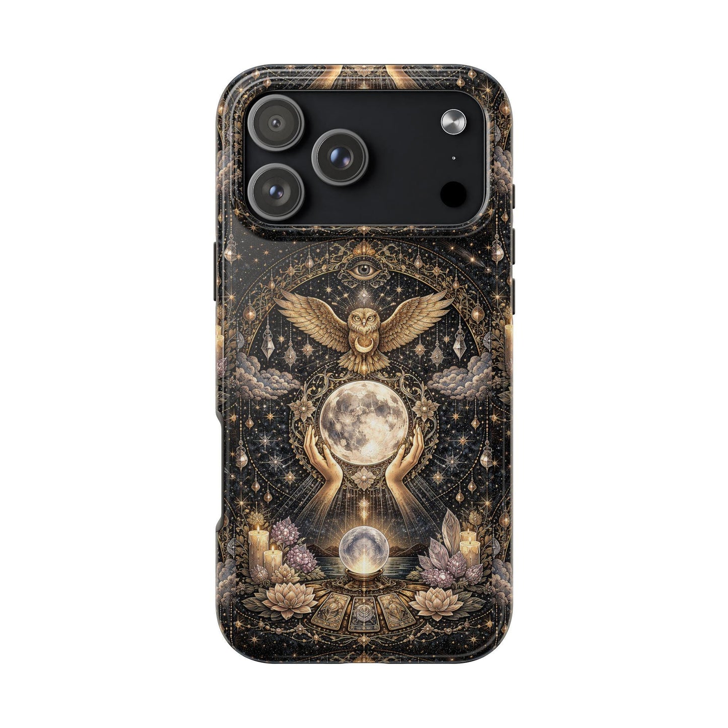 Celestial Owl Oracle Moon Phone Case, Crystal Ball Mystic Witch Case iPhone cover