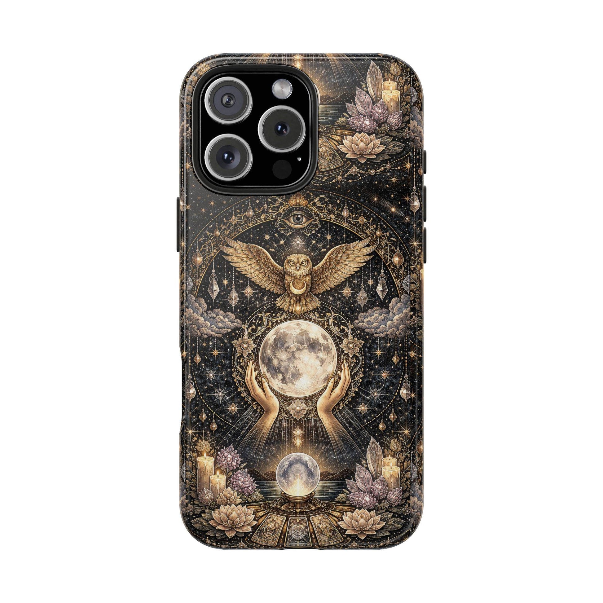 Celestial Owl Oracle Moon Phone Case, Crystal Ball Mystic Witch Case iPhone cover