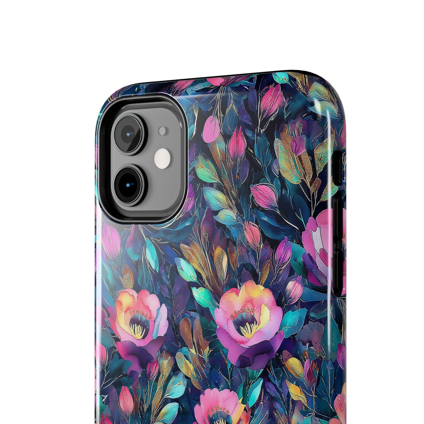 Dark Floral Phone Case, Watercolor Flower iPhone Case