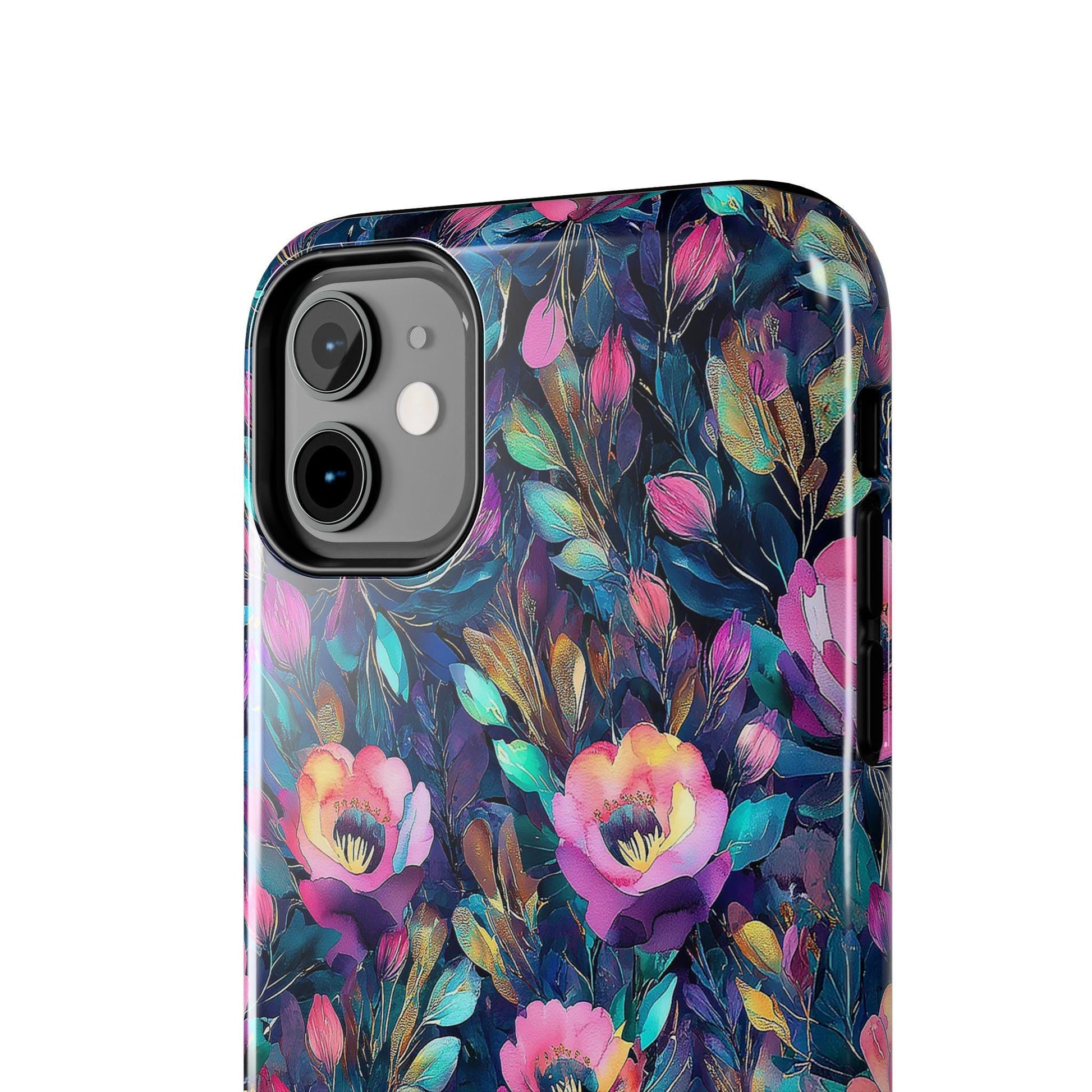 Dark Floral Phone Case, Watercolor Flower iPhone Case