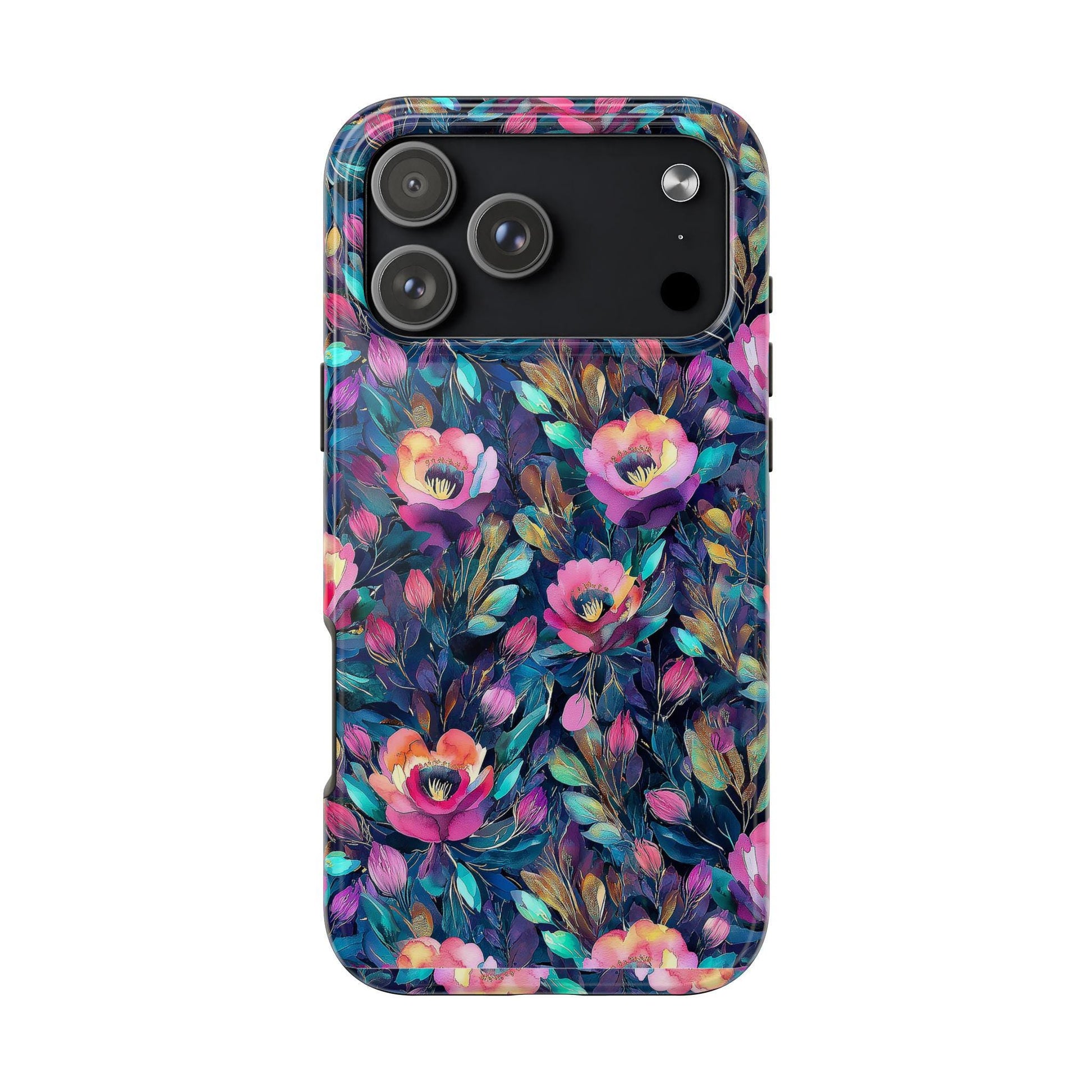 Dark Floral Phone Case, Watercolor Flower iPhone Case