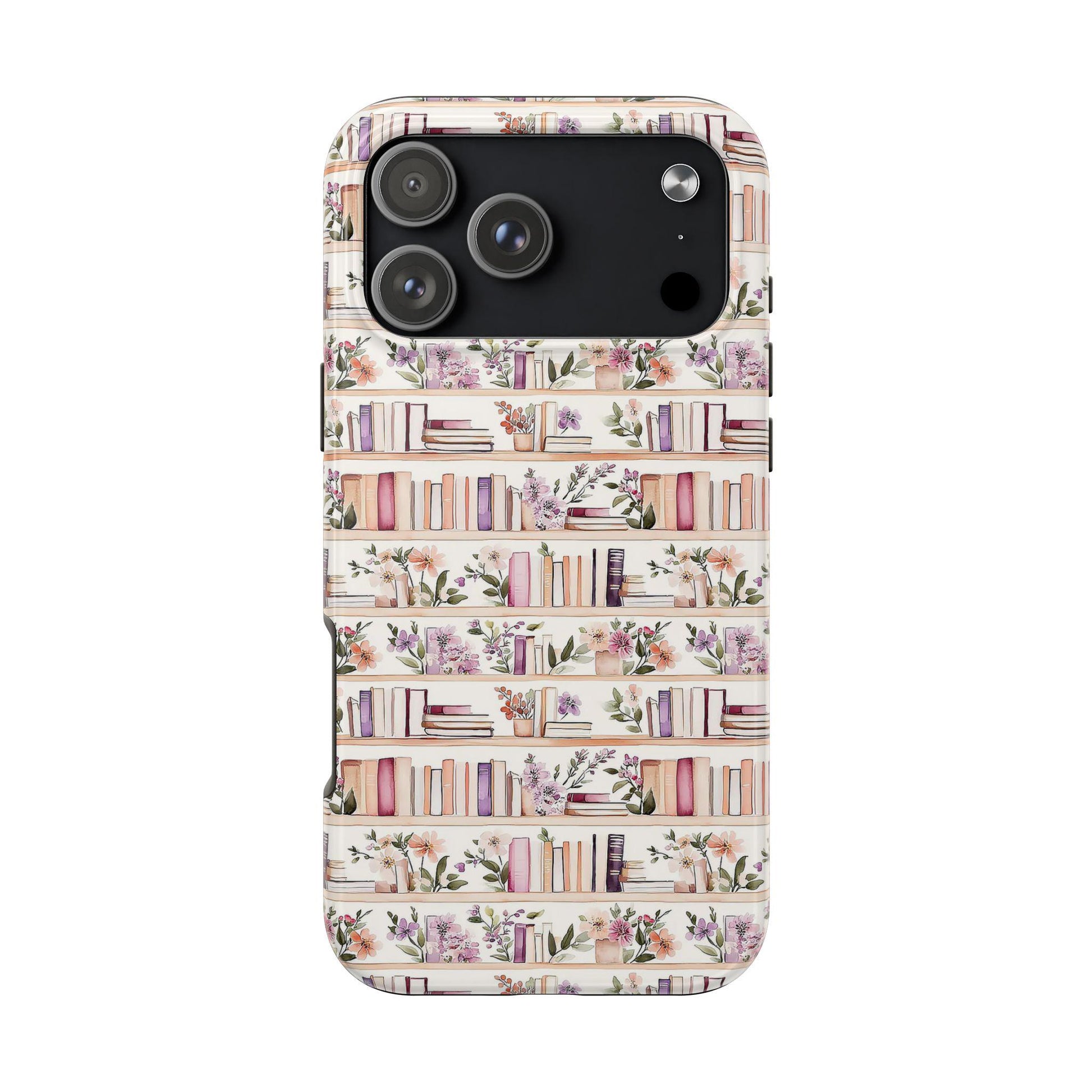 Book Lover Floral Phone Case, Cozy Bookshelf Cottagecore iPhone cover