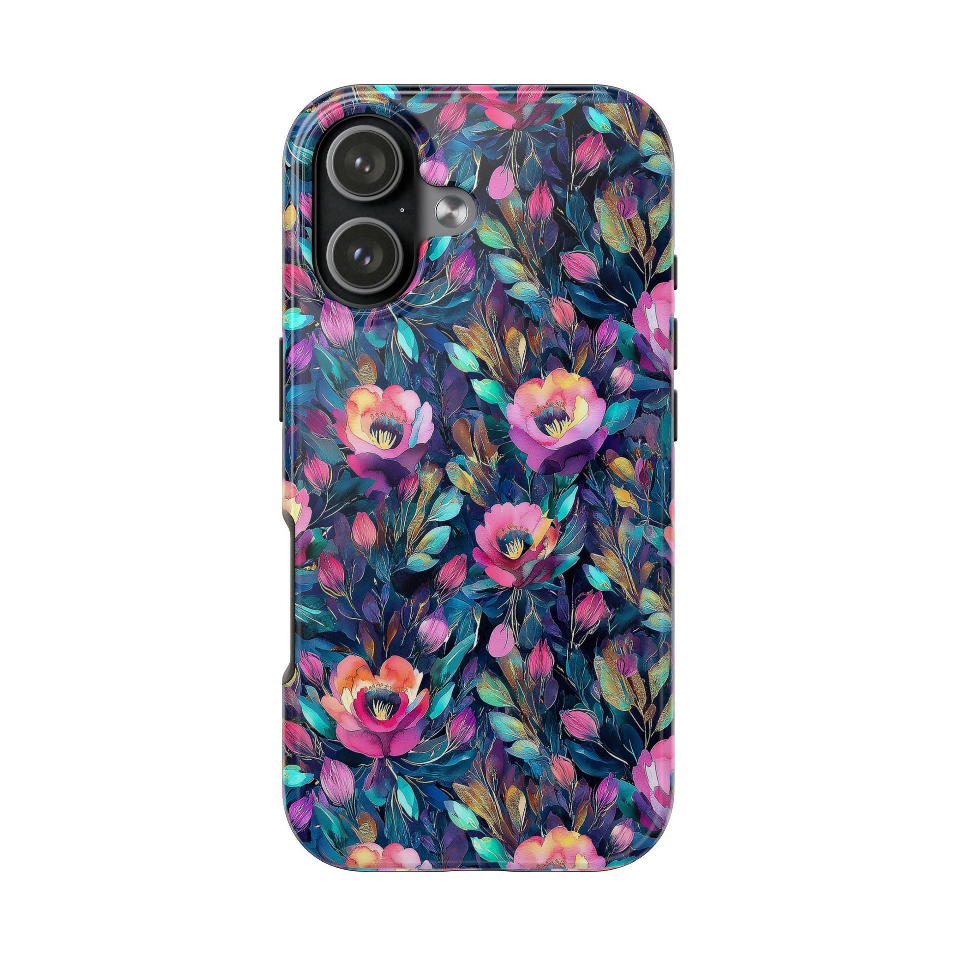 Dark Floral Phone Case, Watercolor Flower iPhone Case