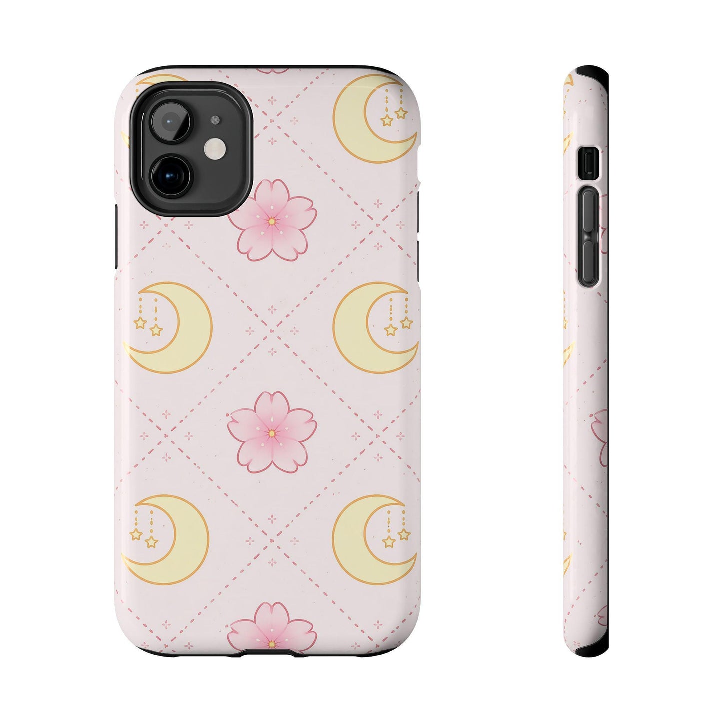 Moon Floral Phone Case, Pink Celestial iPhone cover