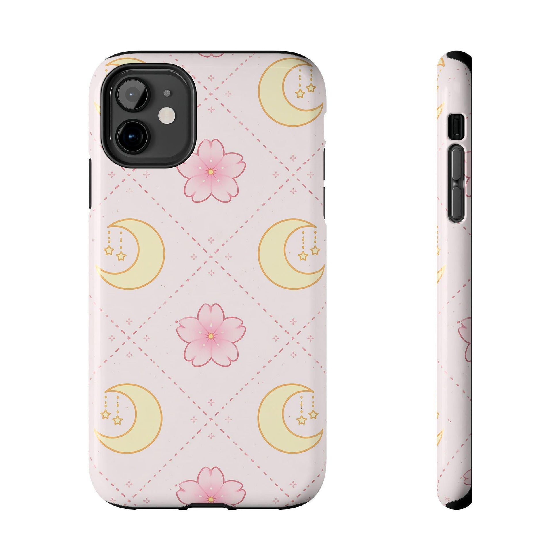 Moon Floral Phone Case, Pink Celestial iPhone cover