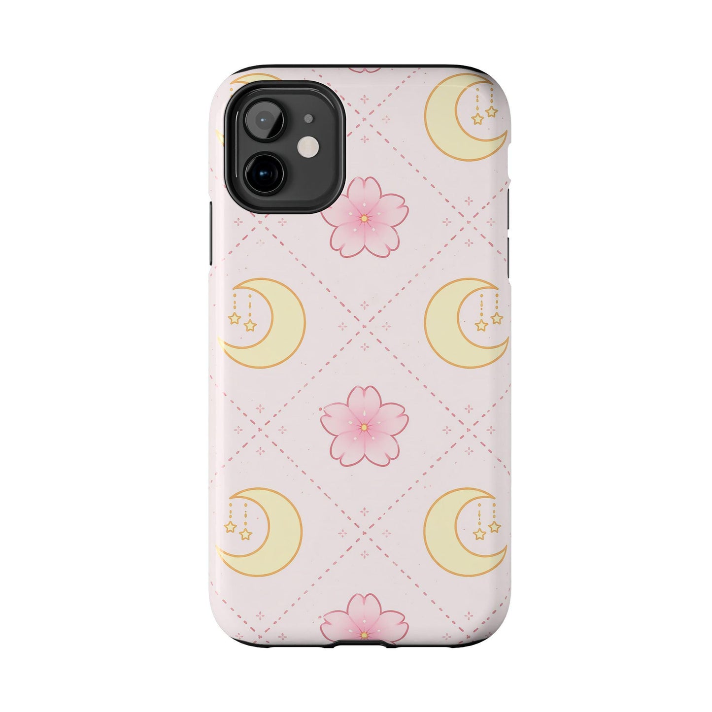 Moon Floral Phone Case, Pink Celestial iPhone cover