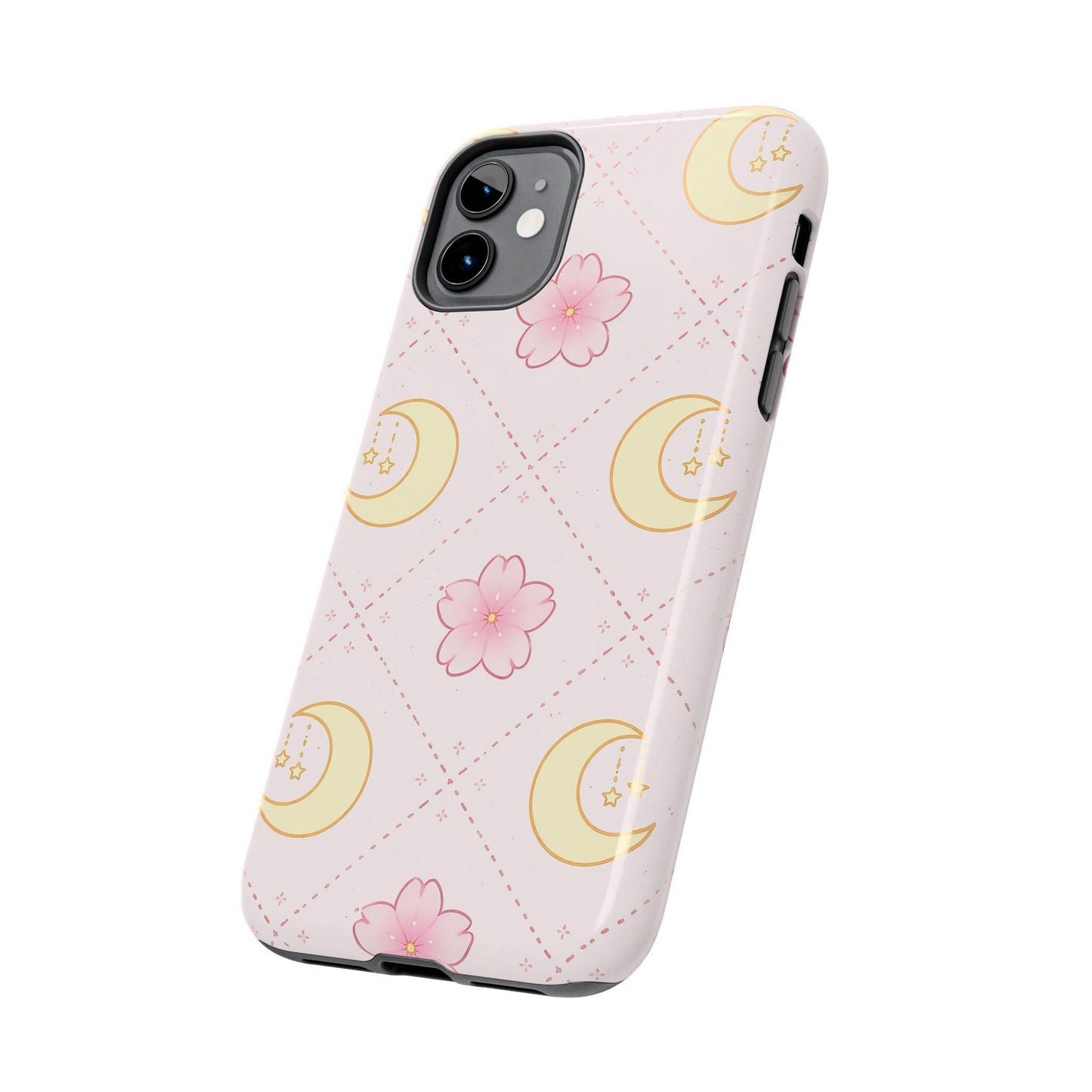 Moon Floral Phone Case, Pink Celestial iPhone cover