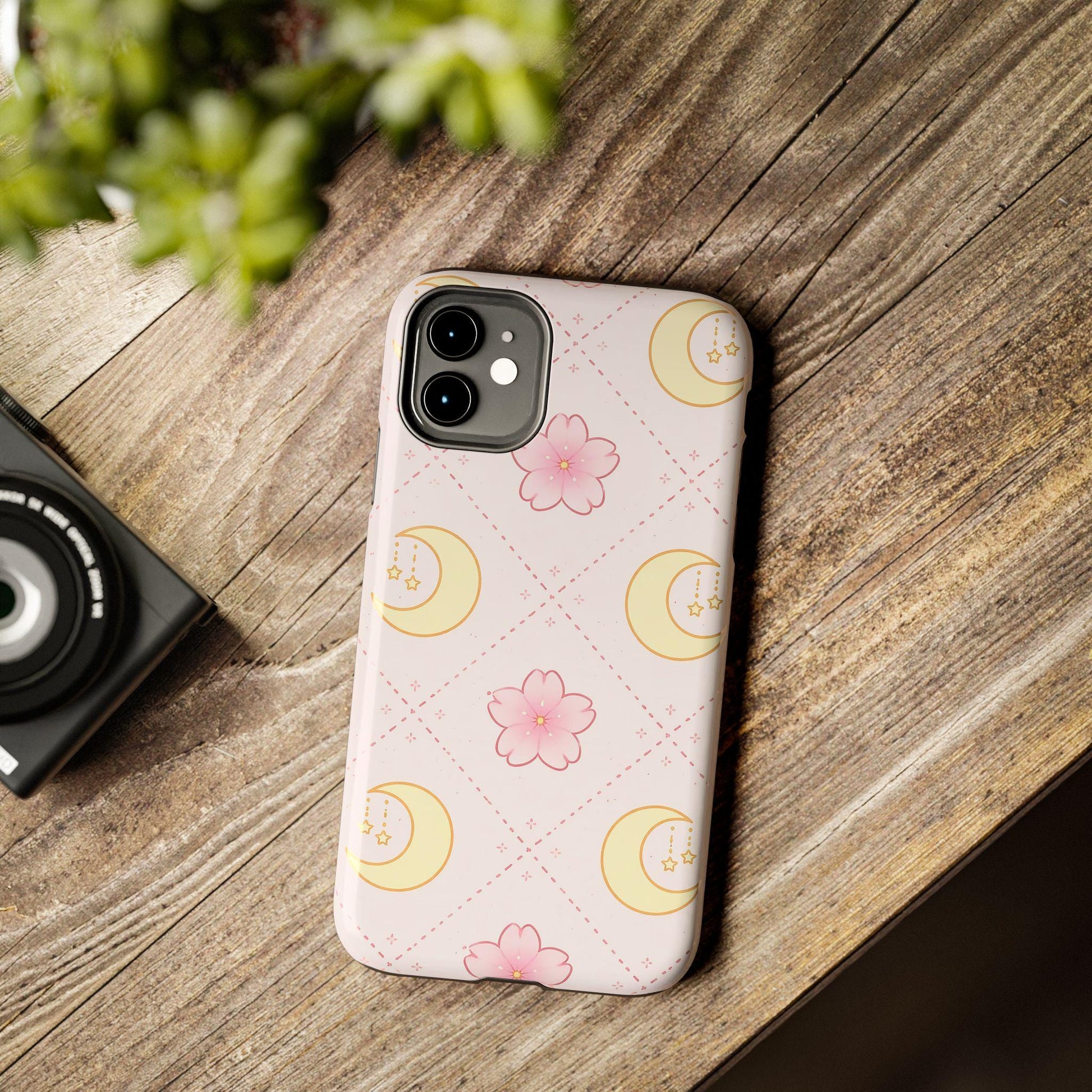 Moon Floral Phone Case, Pink Celestial iPhone cover
