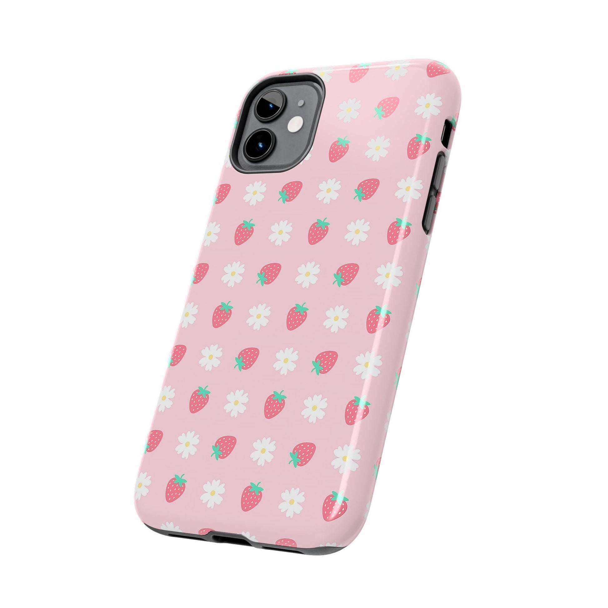 Strawberry Daisy Phone Case, Pink Cute iPhone cover