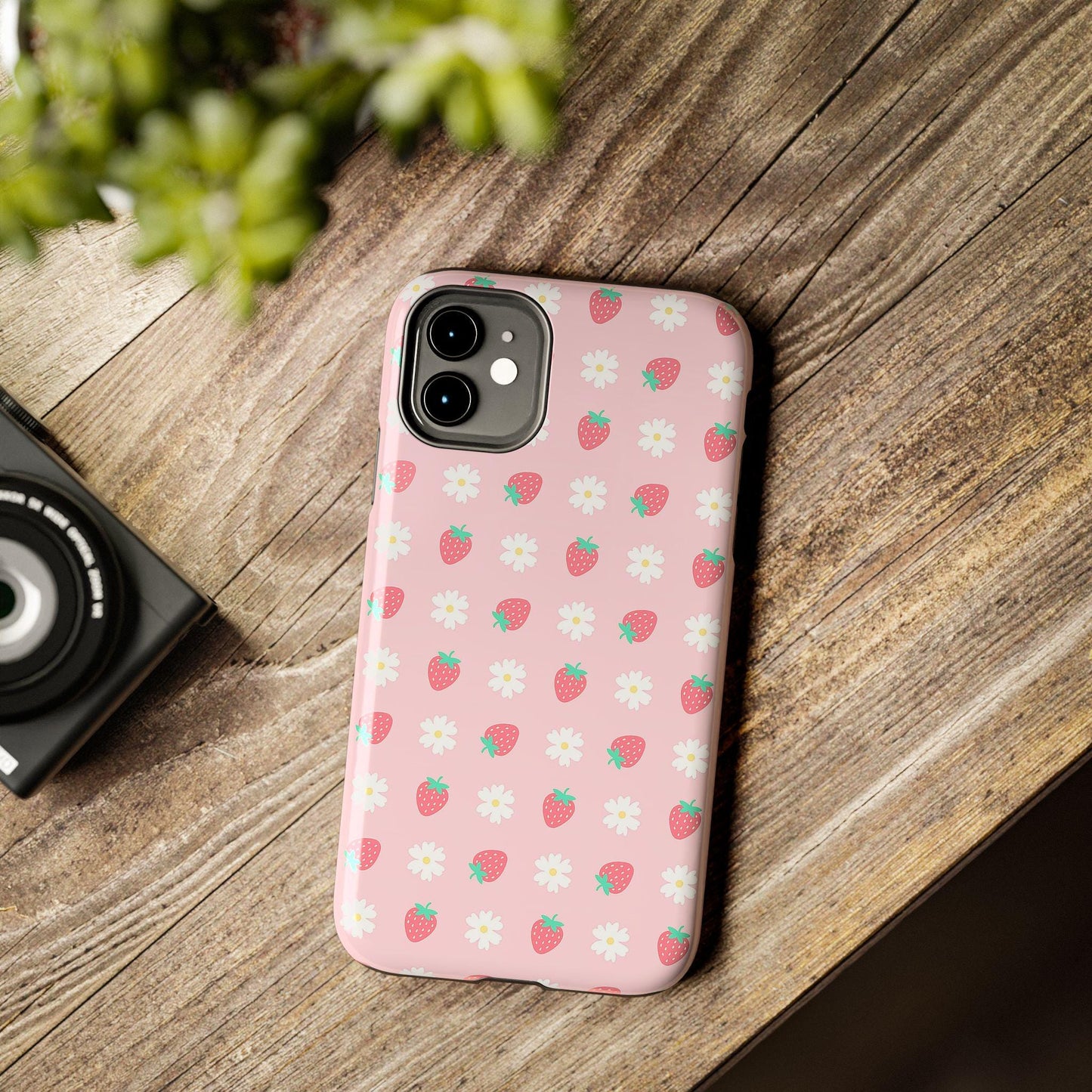 Strawberry Daisy Phone Case, Pink Cute iPhone cover