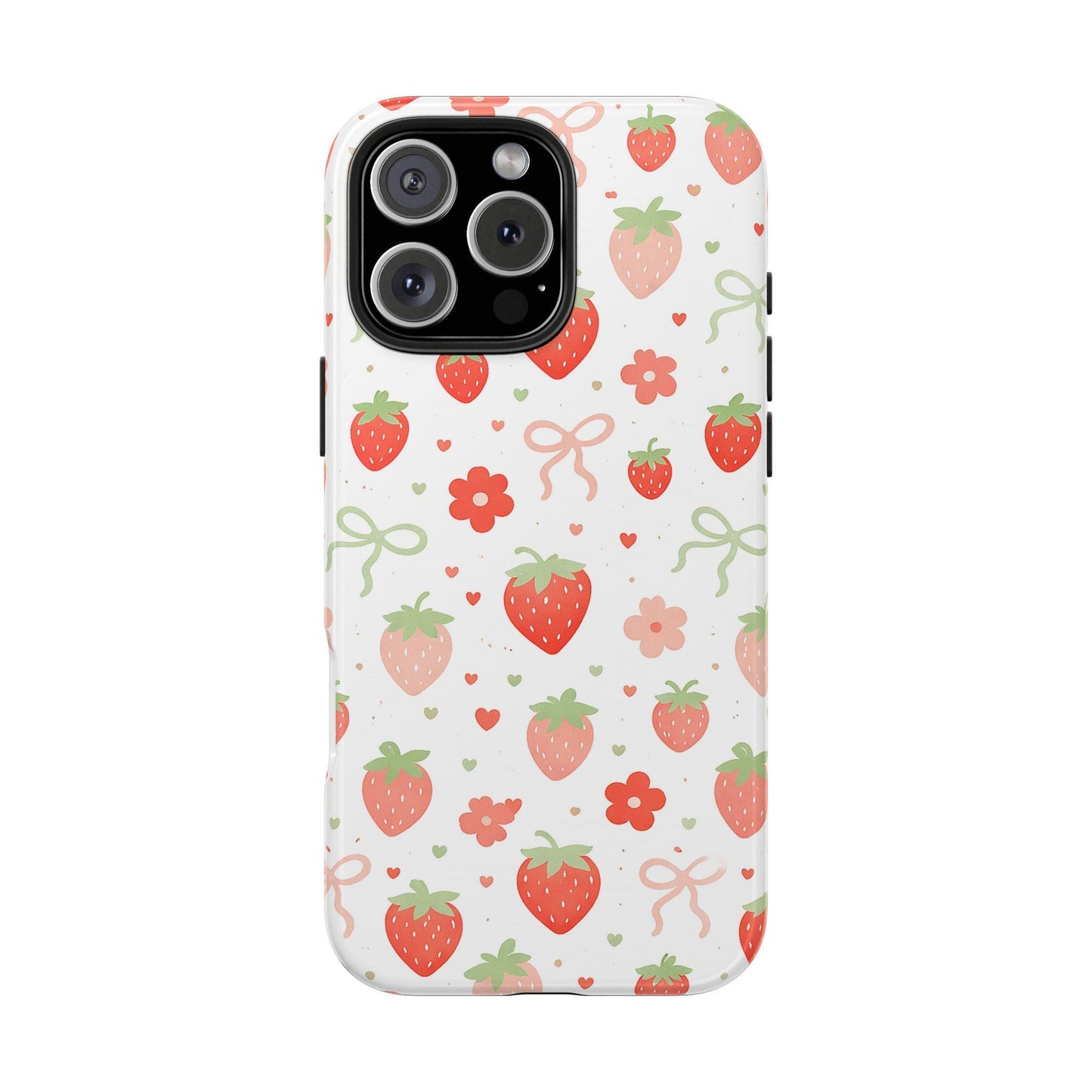 Strawberry Daisy Phone Case, Pink Cute iPhone Cover