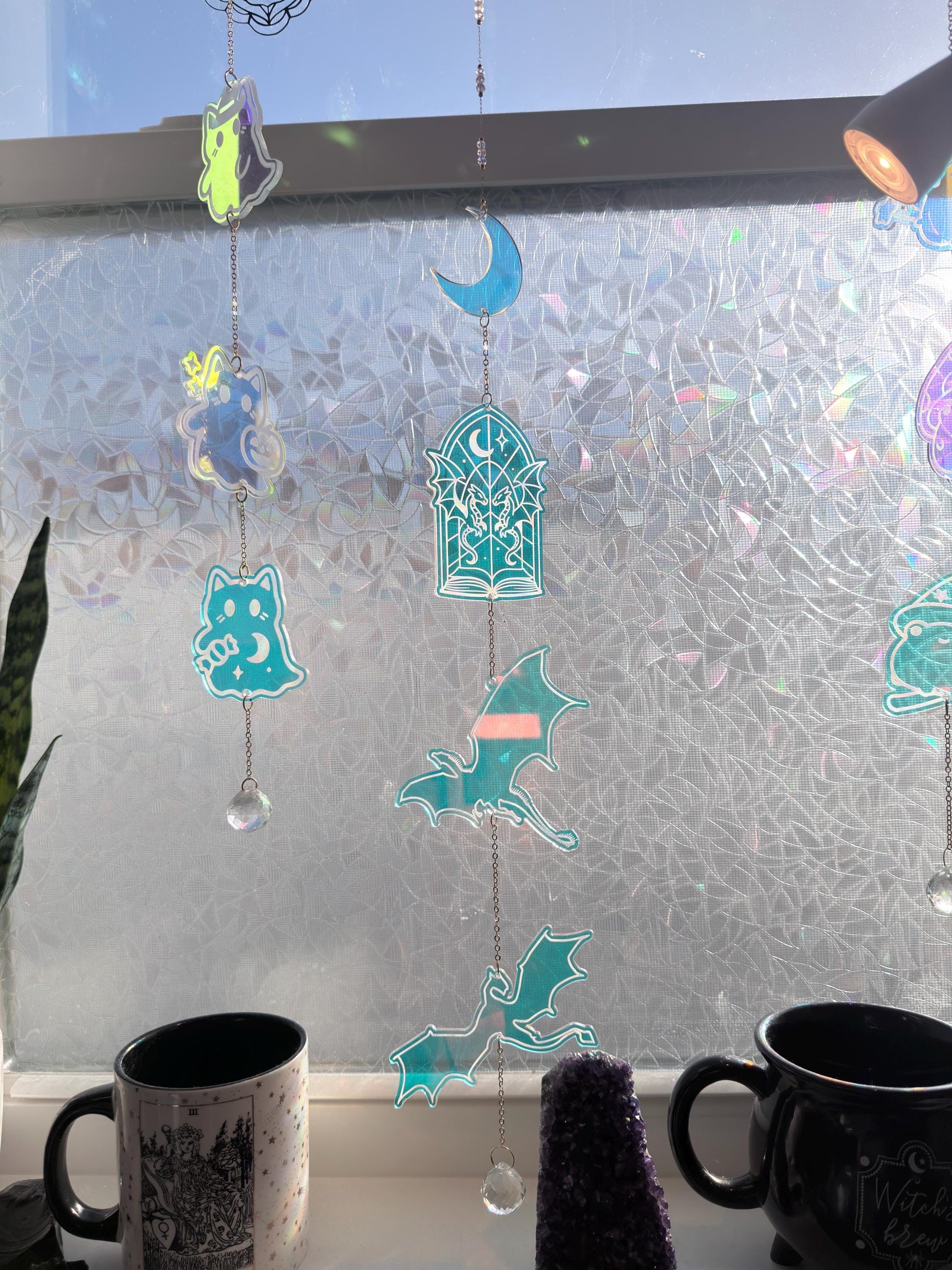 Acrylic Suncatcher Book Dragon Window Hanging Decoration Fantasy Romance Reading Ornament