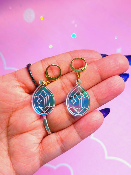 Crystal Earrings for Book Lovers: Acrylic Iridescent Dangle Hoop or Hook Style