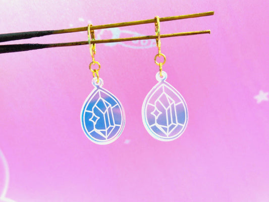 Crystal Earrings for Book Lovers: Acrylic Iridescent Dangle Hoop or Hook Style