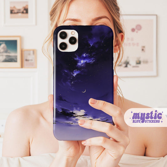 Blue Moon Phone Case, Celestial Night Sky iPhone Cover iPhone 17 16 15 14 Pro Max Samsung s23 s24 s25