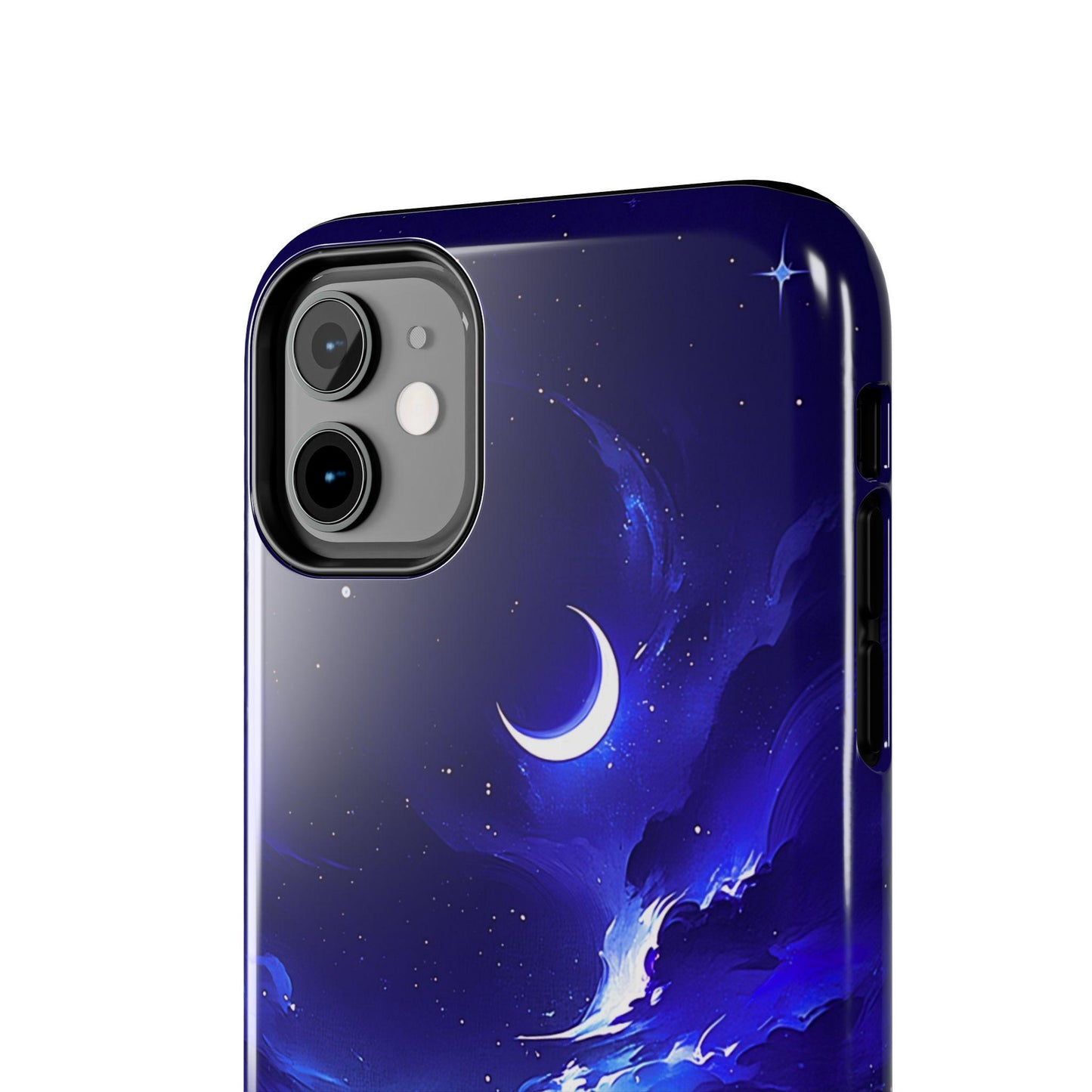 Celestial Moon iPhone Case, Indigo Night Sky Design