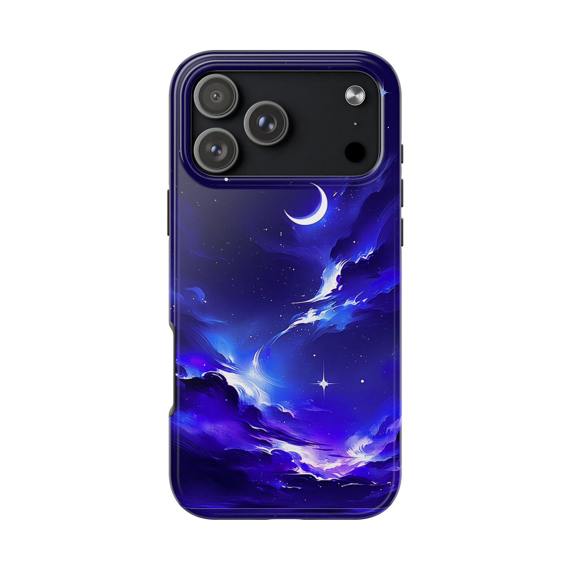 Celestial Moon iPhone Case, Indigo Night Sky Design