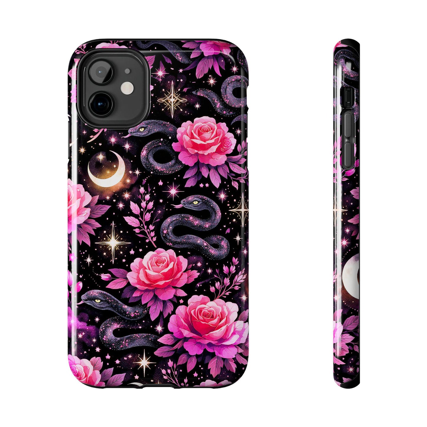 Celestial Moon Phone Case, Rose Snake iPhone Cover iPhone 17 16 15 14 Pro Max Samsung s23 s24 s25