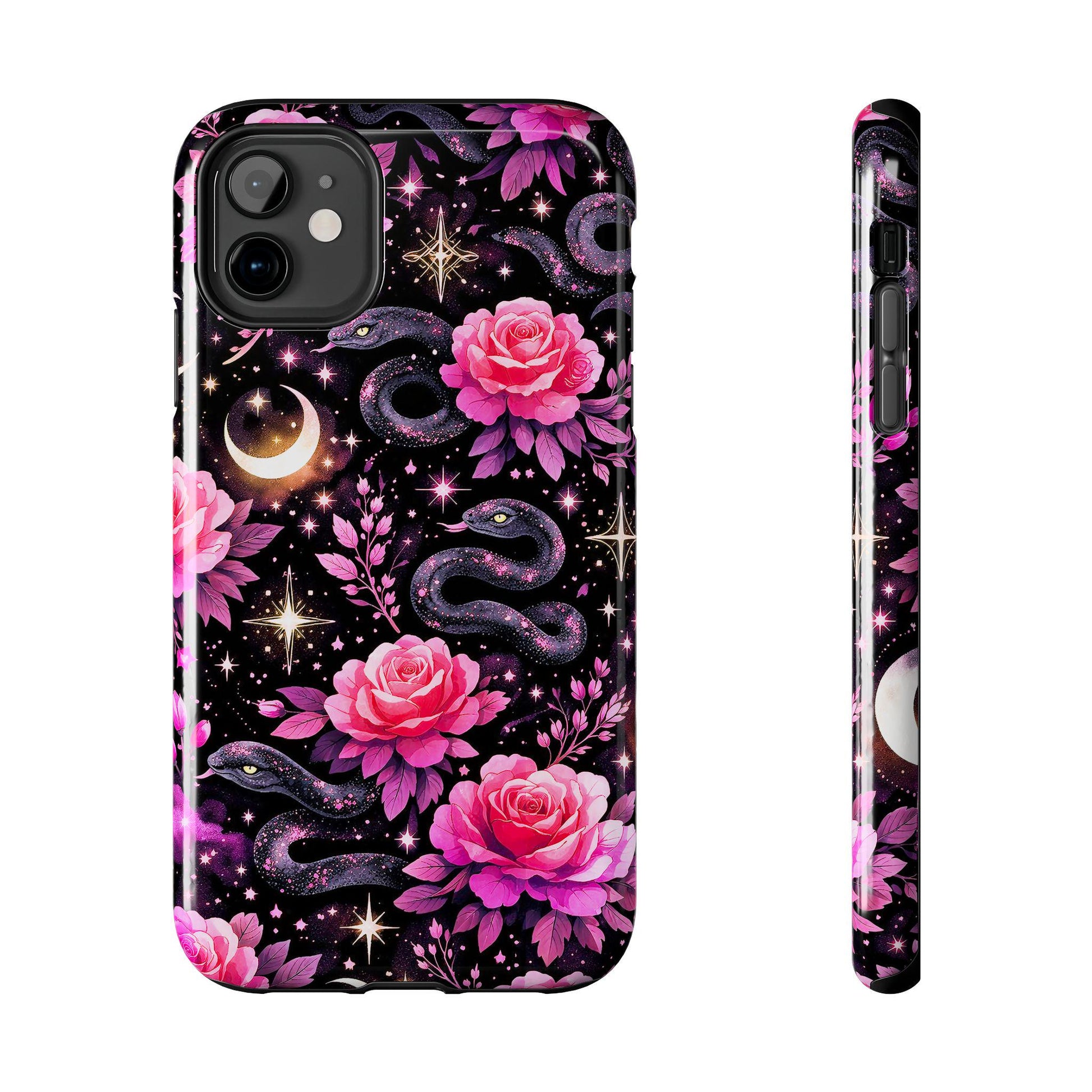 Celestial Moon Phone Case, Rose Snake iPhone Cover iPhone 17 16 15 14 Pro Max Samsung s23 s24 s25