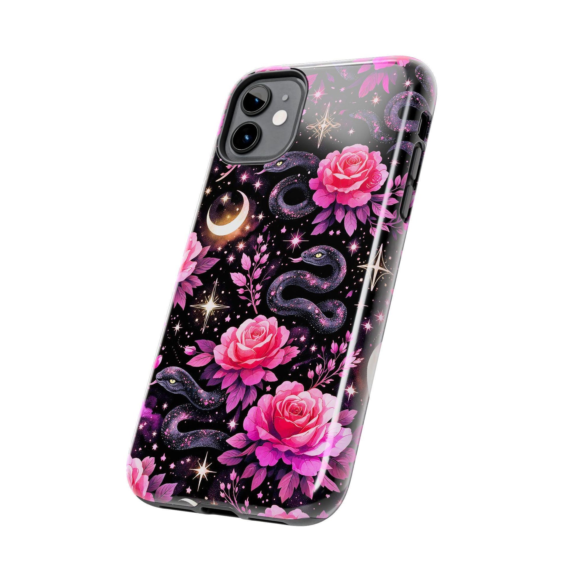 Celestial Moon Phone Case, Rose Snake iPhone Cover iPhone 17 16 15 14 Pro Max Samsung s23 s24 s25