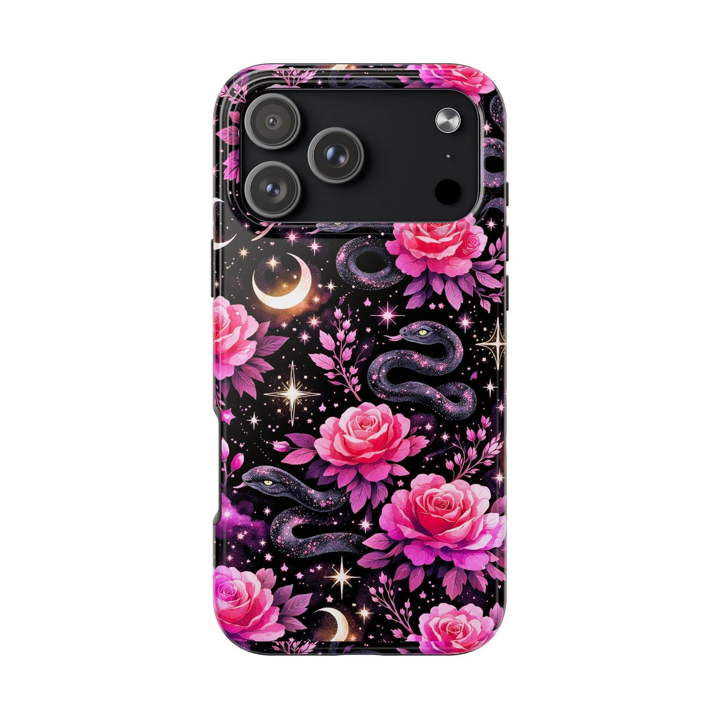 Celestial Moon Phone Case, Rose Snake iPhone Cover iPhone 17 16 15 14 Pro Max Samsung s23 s24 s25