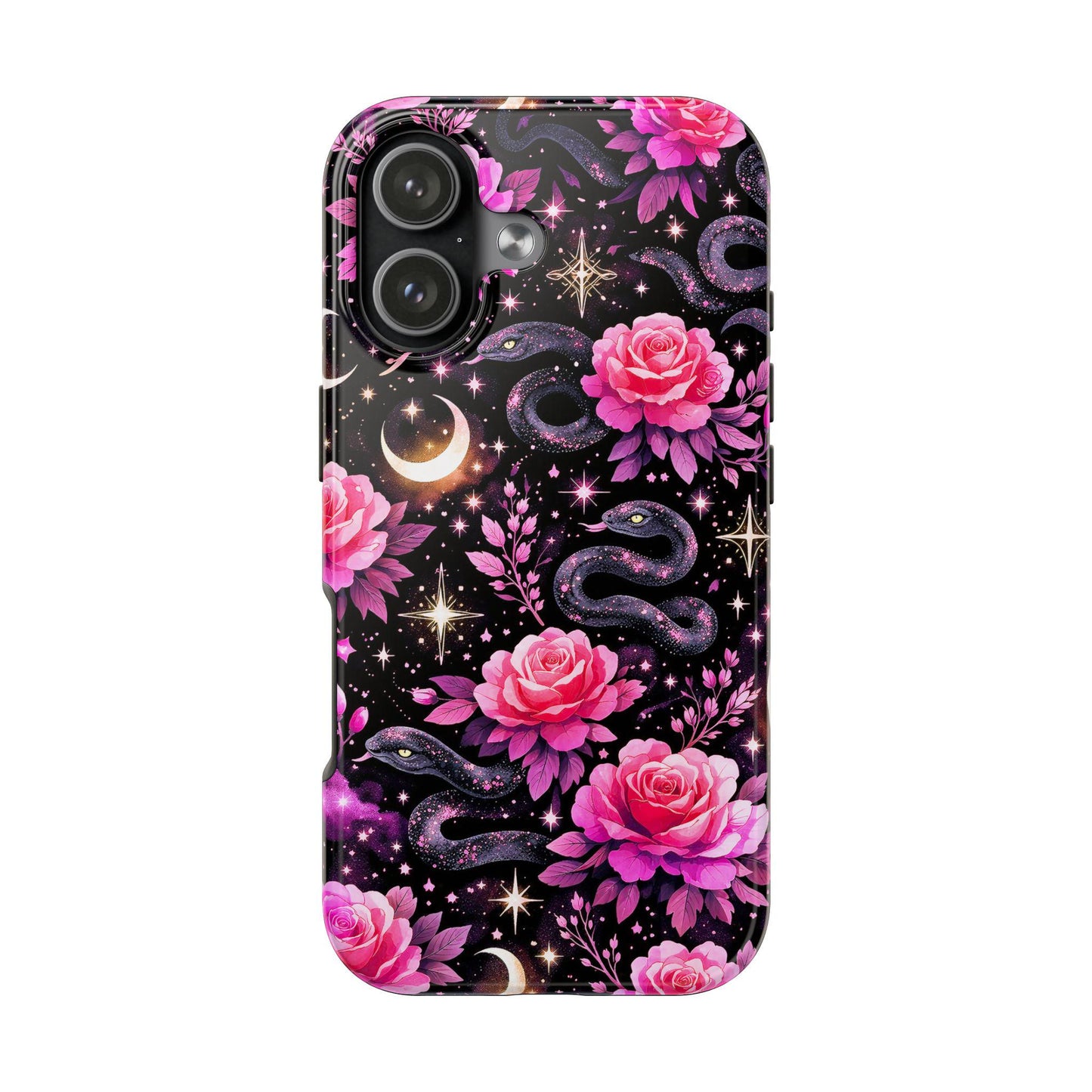 Celestial Moon Phone Case, Rose Snake iPhone Cover iPhone 17 16 15 14 Pro Max Samsung s23 s24 s25