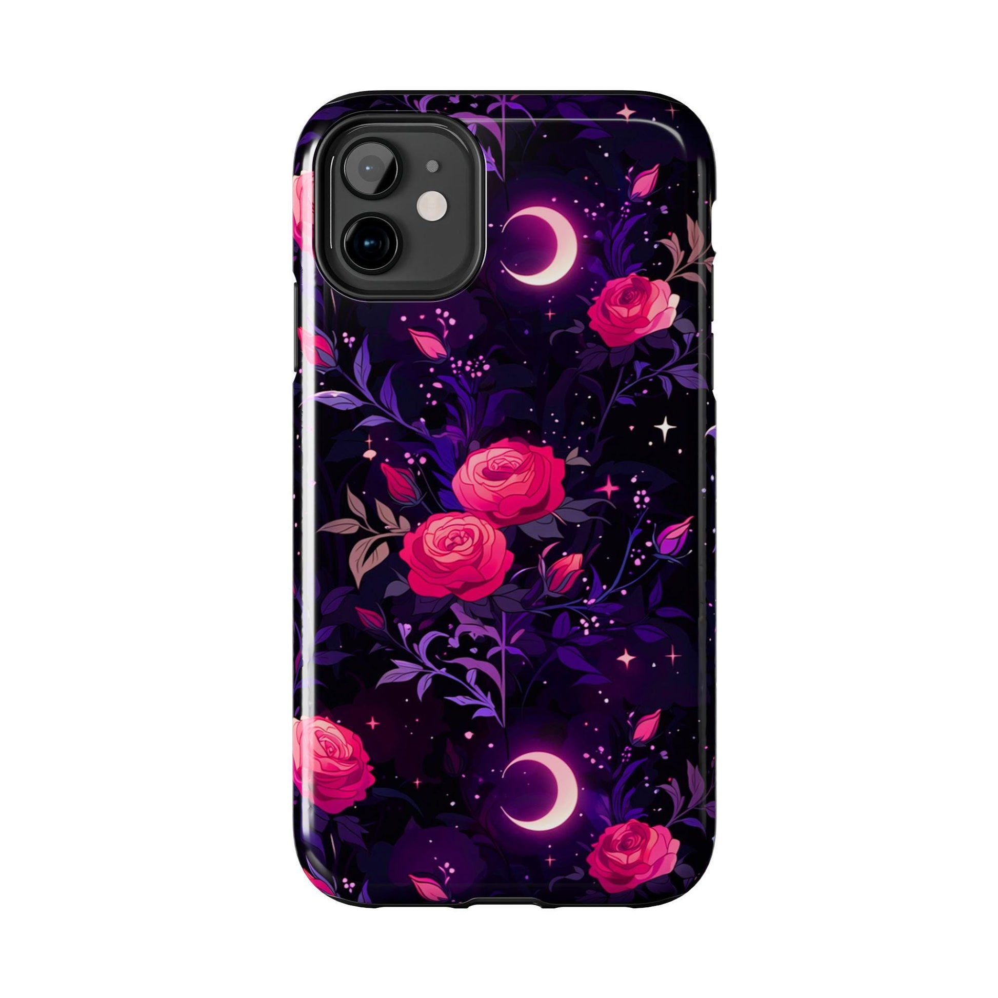 Celestial Moon Phone Case, Rose iPhone Cover iPhone 17 16 15 14 Pro Max Samsung s23 s24 s25