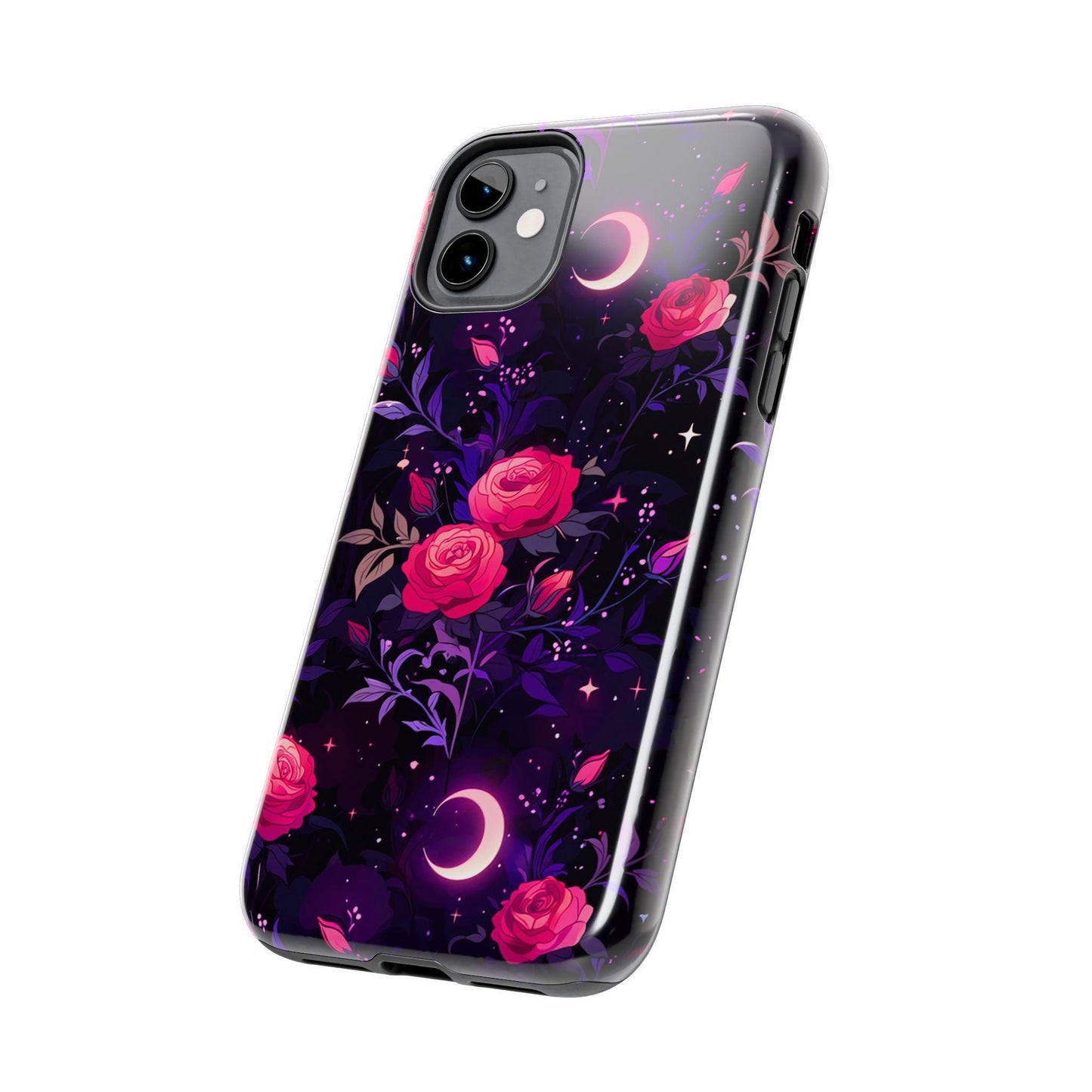Celestial Moon Phone Case, Rose iPhone Cover iPhone 17 16 15 14 Pro Max Samsung s23 s24 s25
