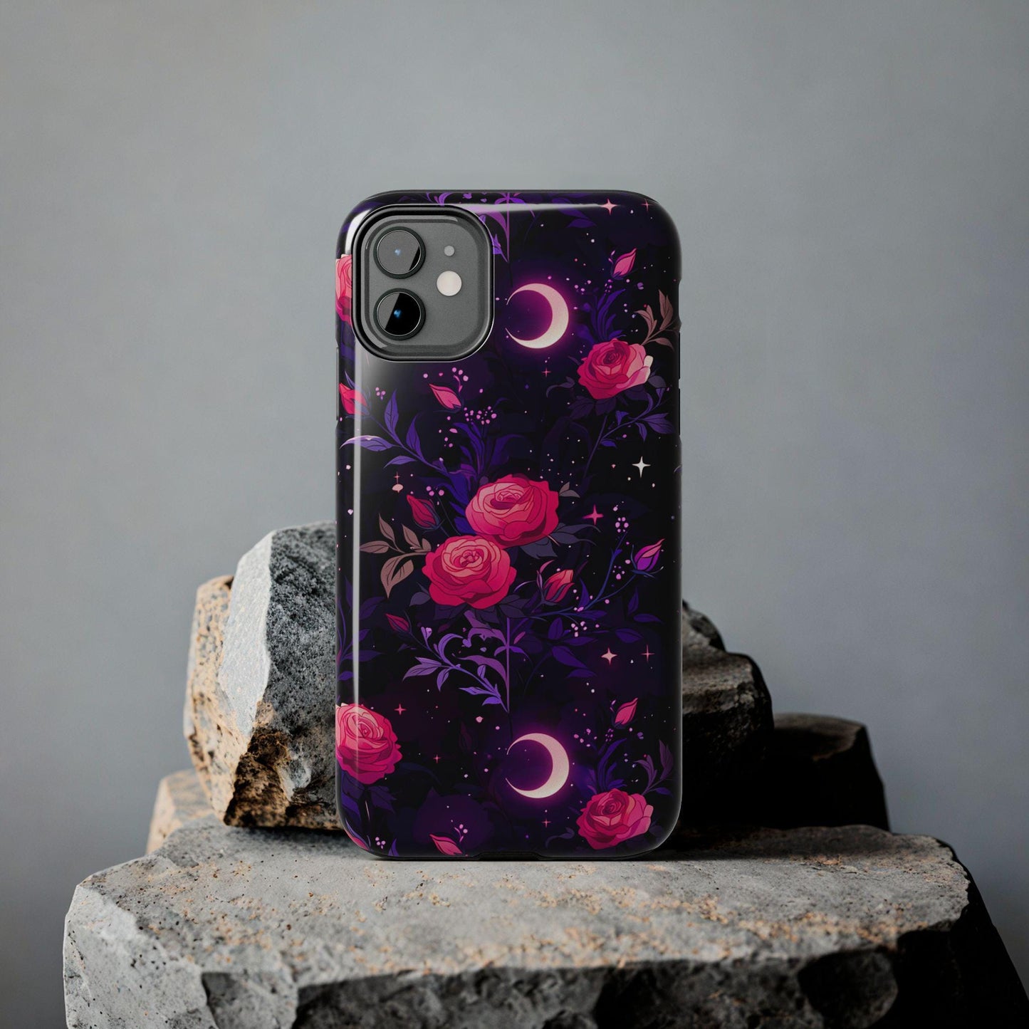 Celestial Moon Phone Case, Rose iPhone Cover iPhone 17 16 15 14 Pro Max Samsung s23 s24 s25
