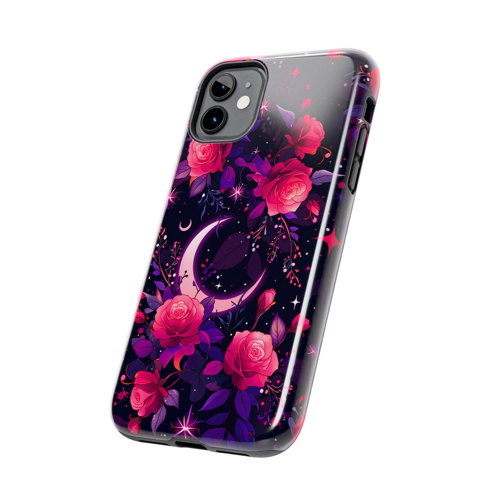 Celestial Moon Phone Case, Rose iPhone Cover iPhone 17 16 15 14 Pro Max Samsung s23 s24 s25