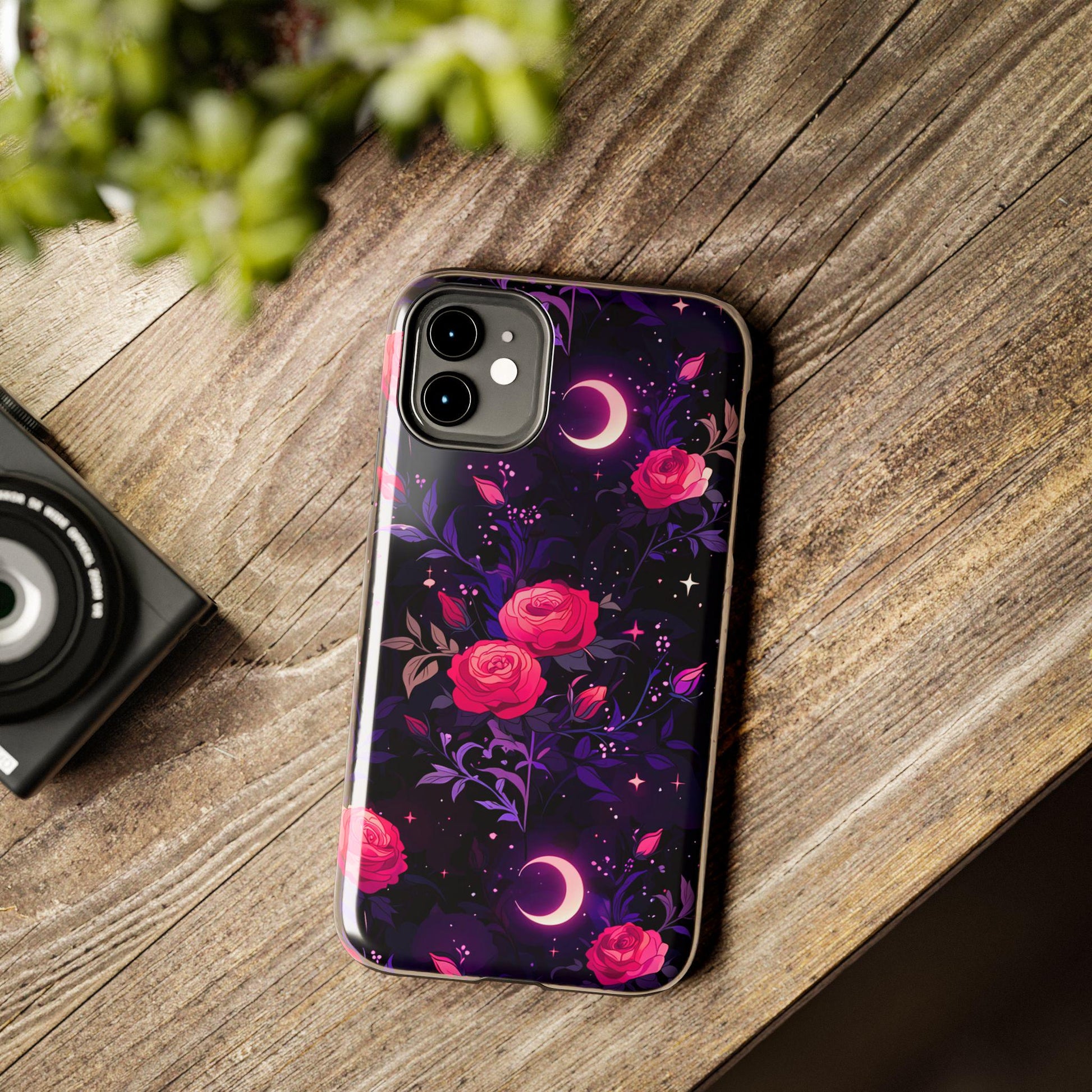 Celestial Moon Phone Case, Rose iPhone Cover iPhone 17 16 15 14 Pro Max Samsung s23 s24 s25