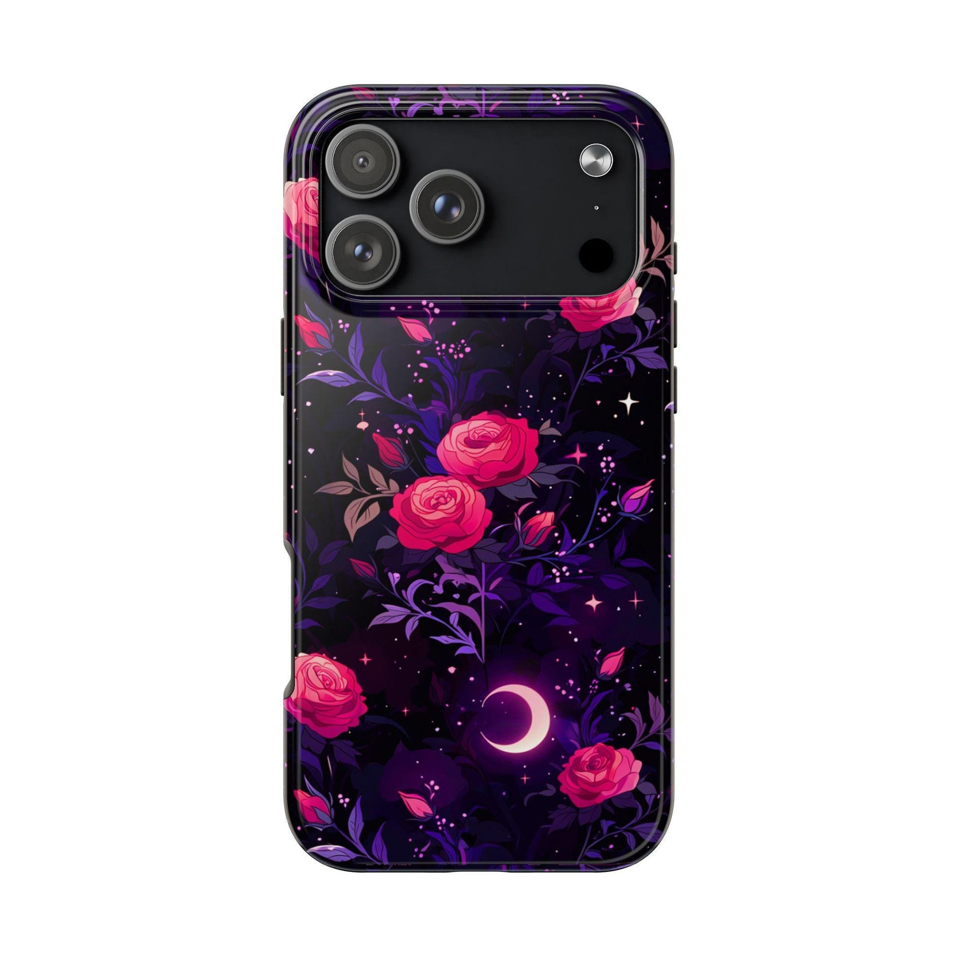 Celestial Moon Phone Case, Rose iPhone Cover iPhone 17 16 15 14 Pro Max Samsung s23 s24 s25
