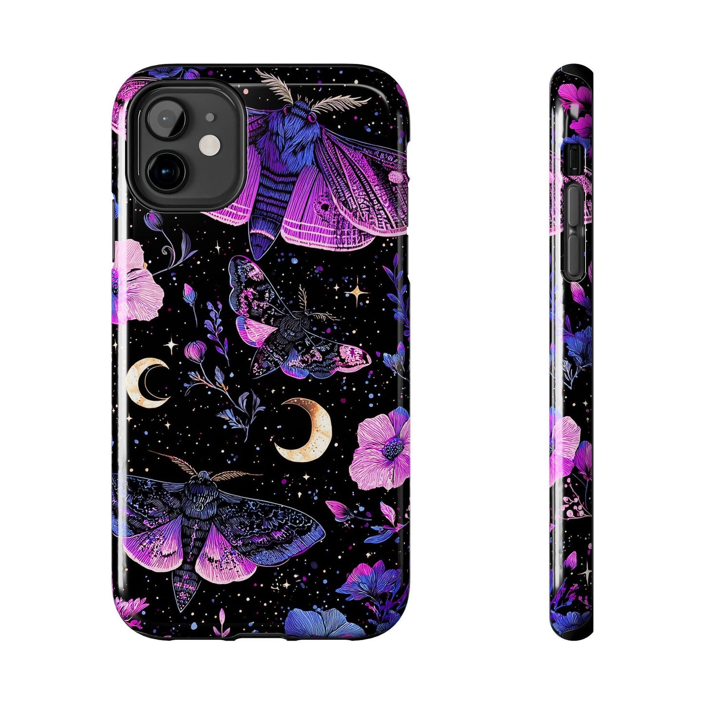 Celestial Moth Moon Phone Case, Mystic Floral iPhone Cover