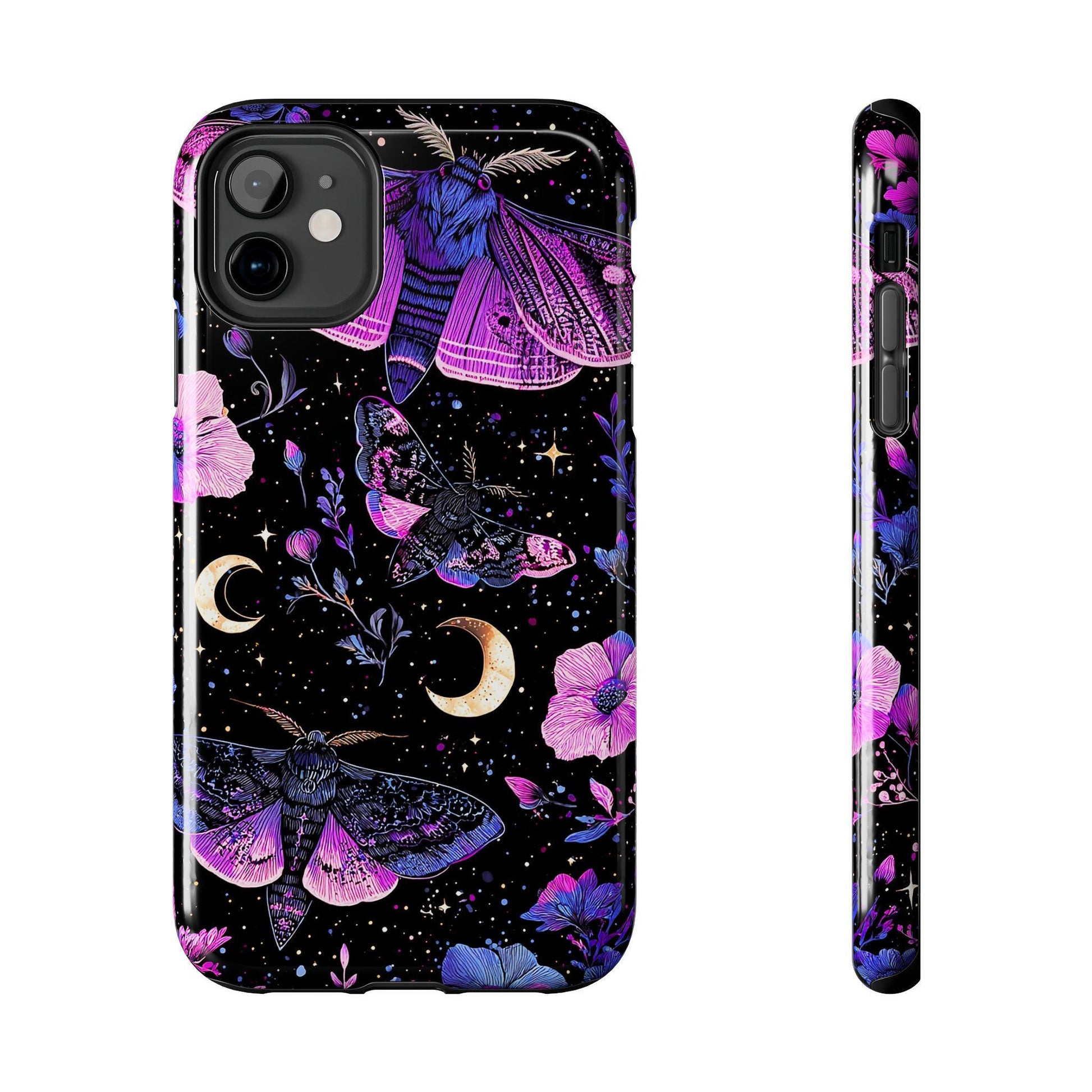 Celestial Moth Moon Phone Case, Mystic Floral iPhone Cover