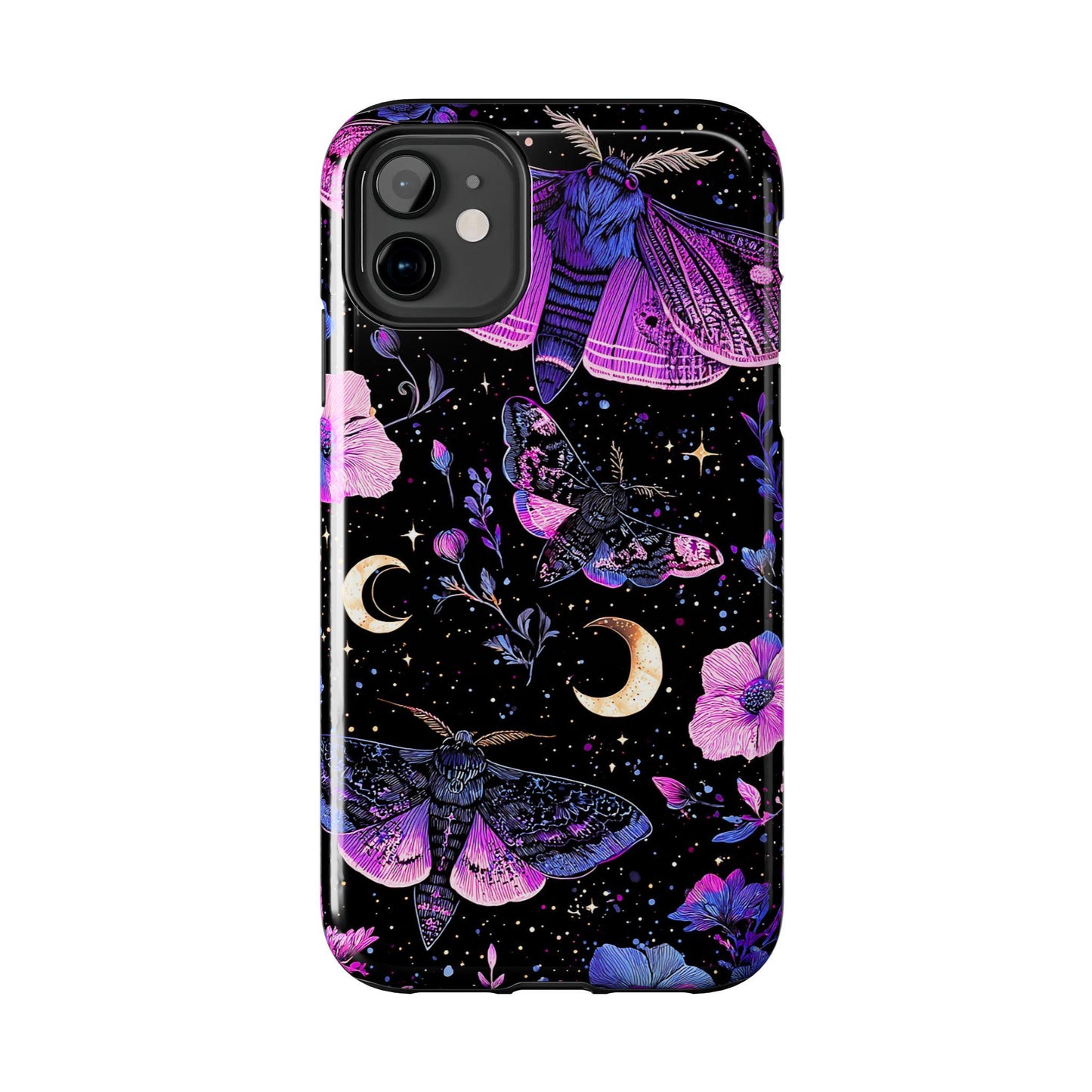 Celestial Moth Moon Phone Case, Mystic Floral iPhone Cover