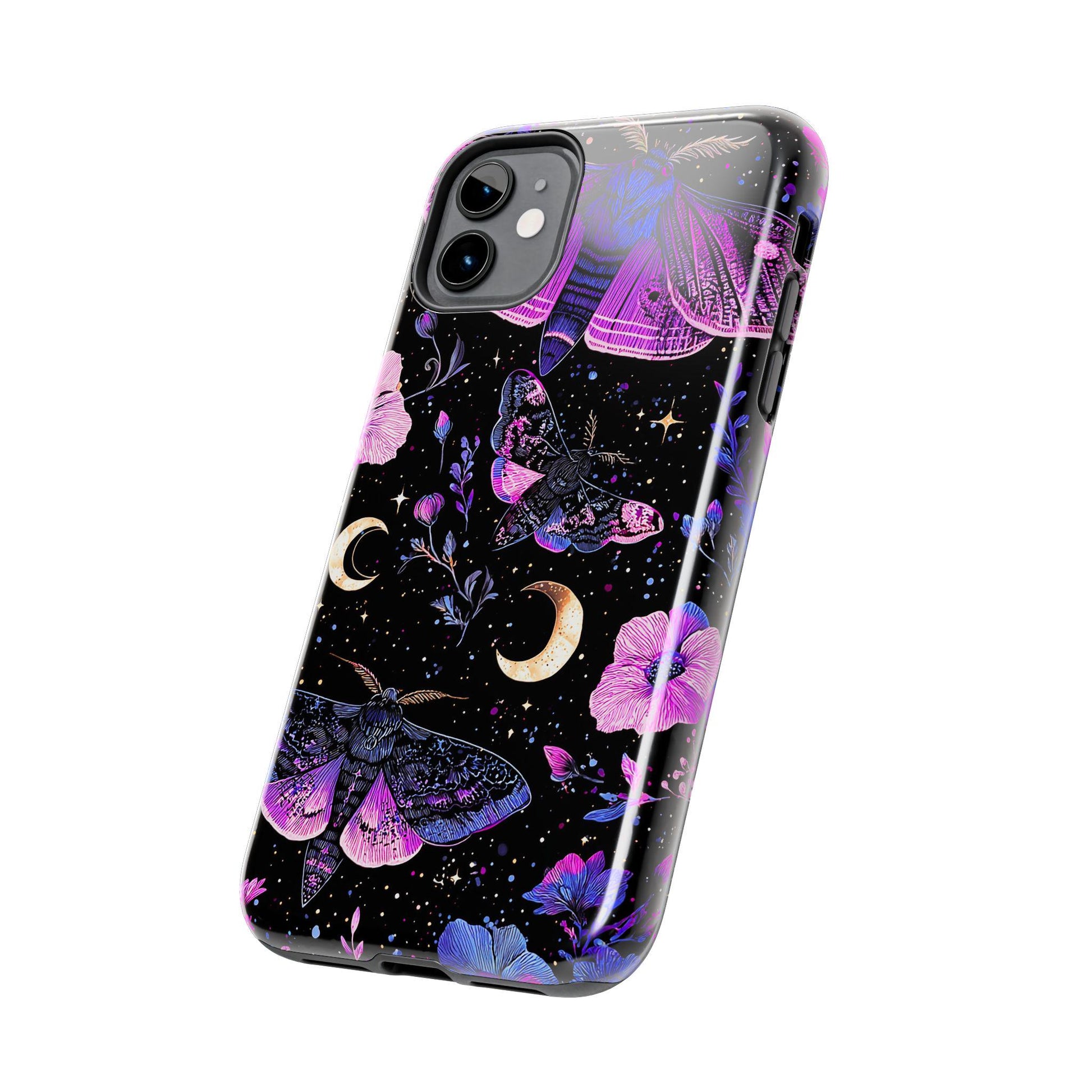 Celestial Moth Moon Phone Case, Mystic Floral iPhone Cover