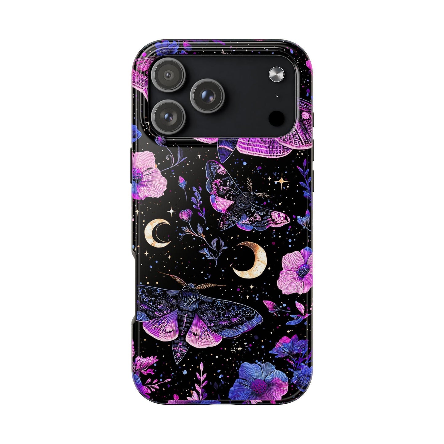 Celestial Moth Moon Phone Case, Mystic Floral iPhone Cover