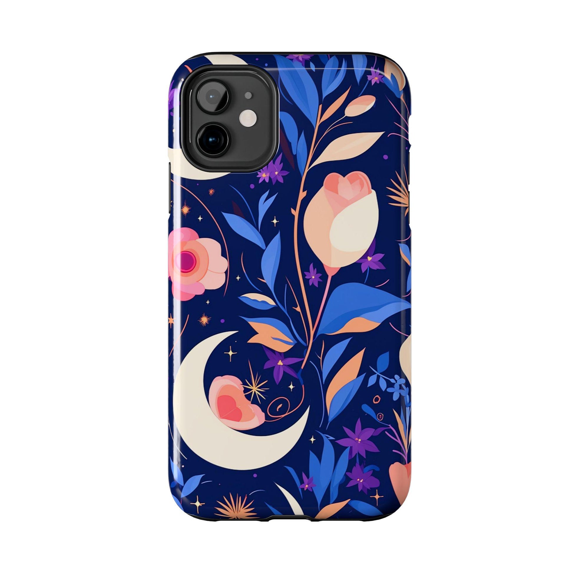 Moon & Floral Pattern phone case | Tough Phone Cases