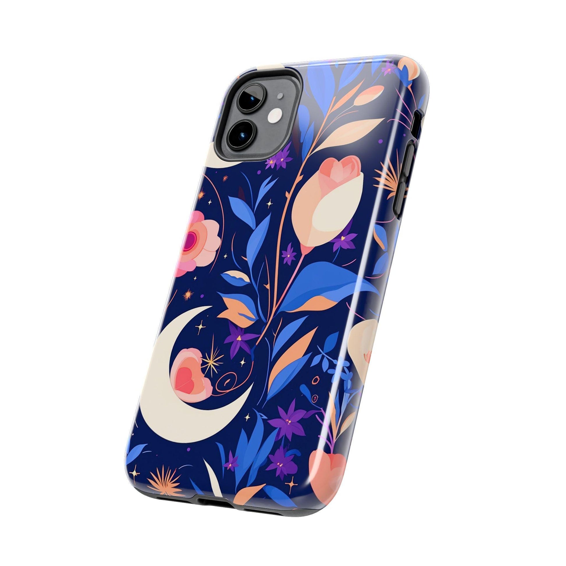 Moon & Floral Pattern phone case | Tough Phone Cases