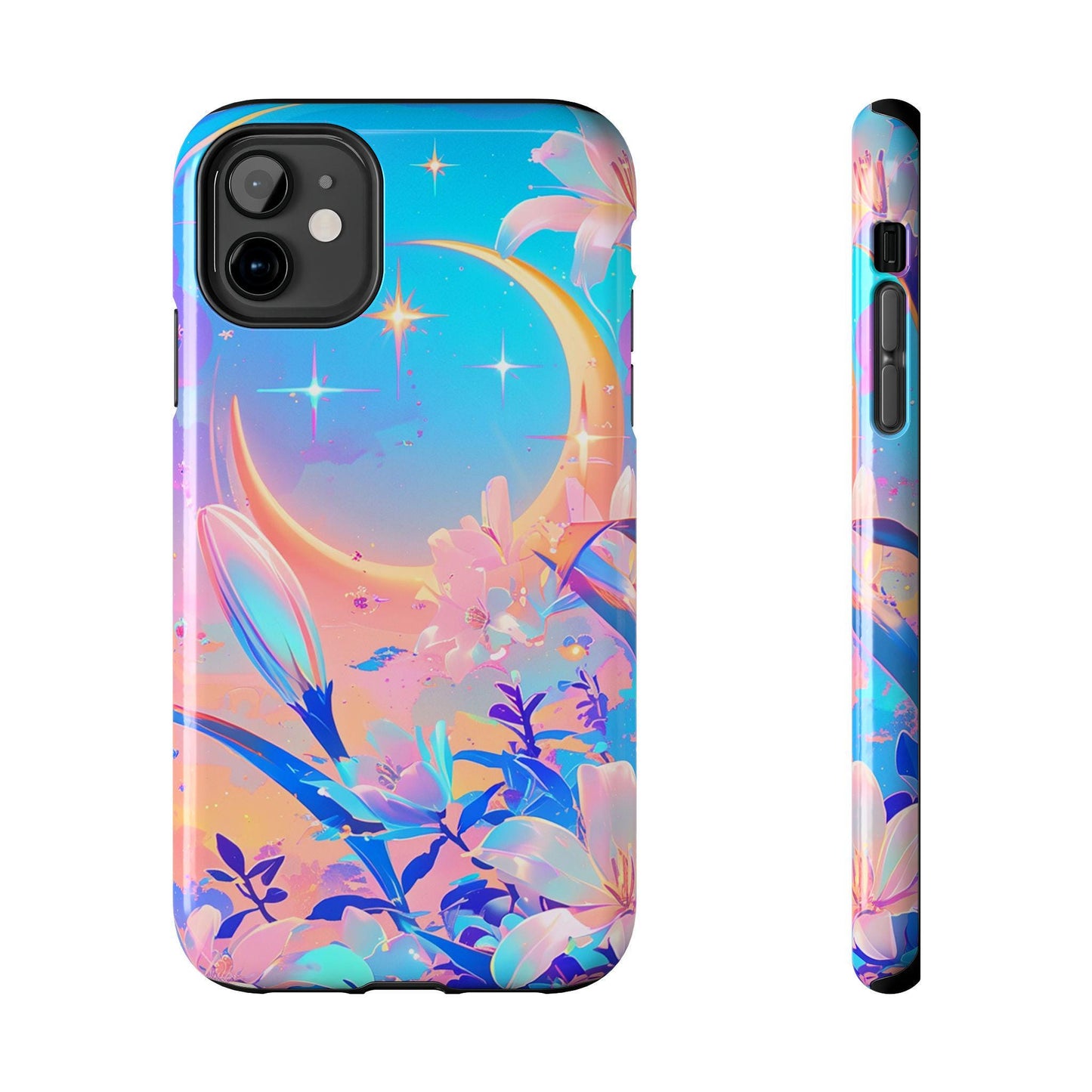 Pastel Crescent Moon phone case | dreamy floral celestial iPhone cover